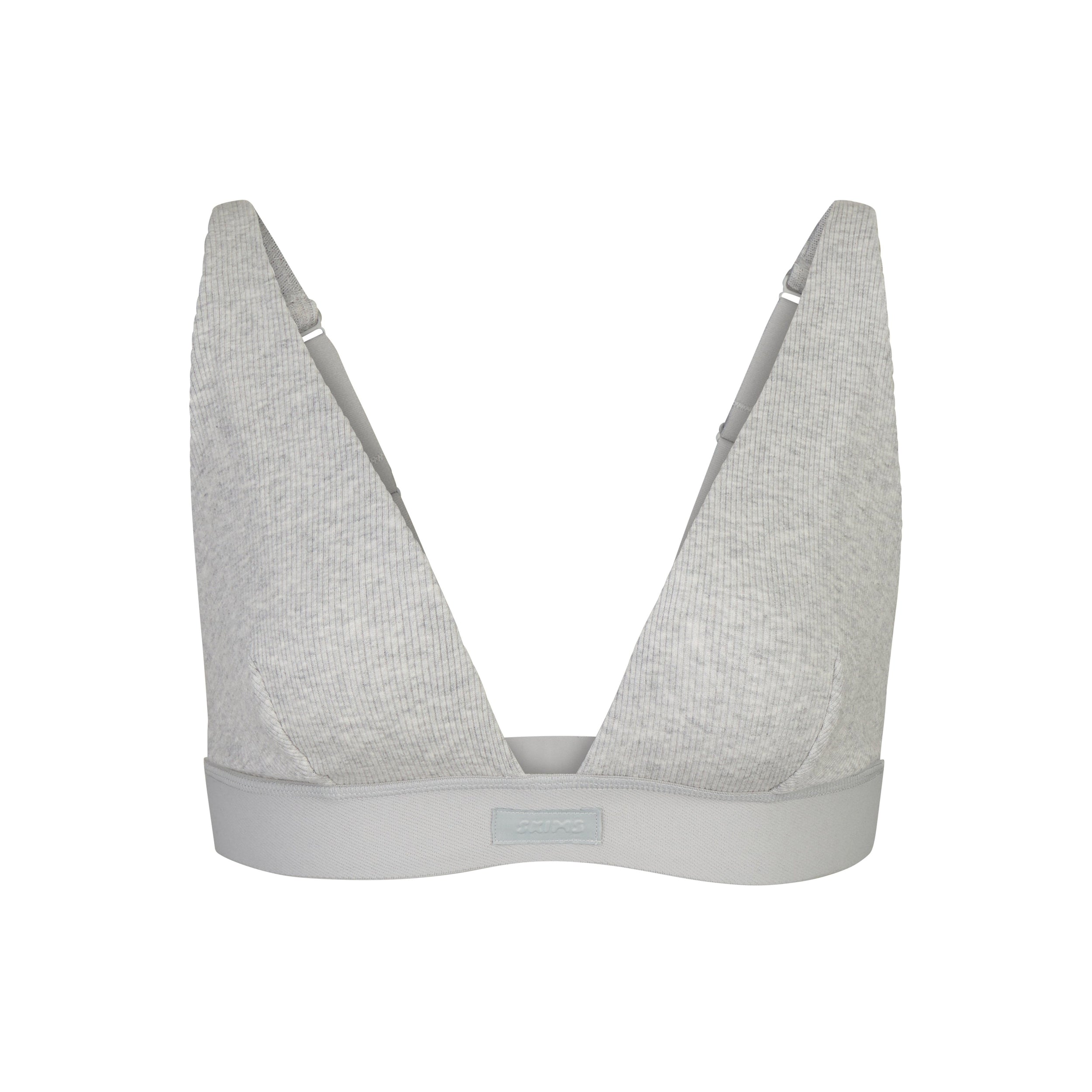 COTTON RIB PLUNGE BRALETTE | LIGHT HEATHER GREY - Image 6
