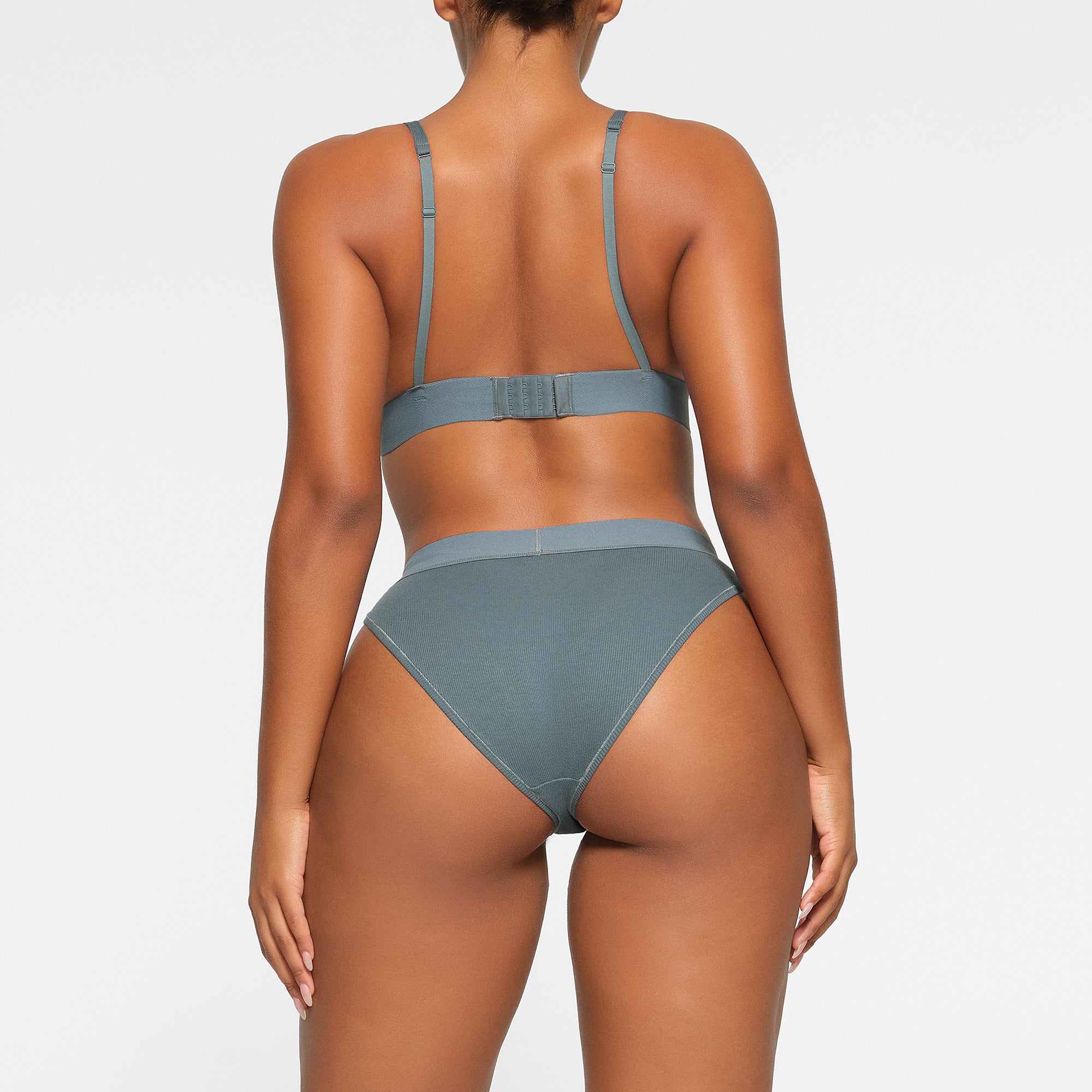 COTTON RIB PLUNGE BRALETTE | KYANITE - Image 3