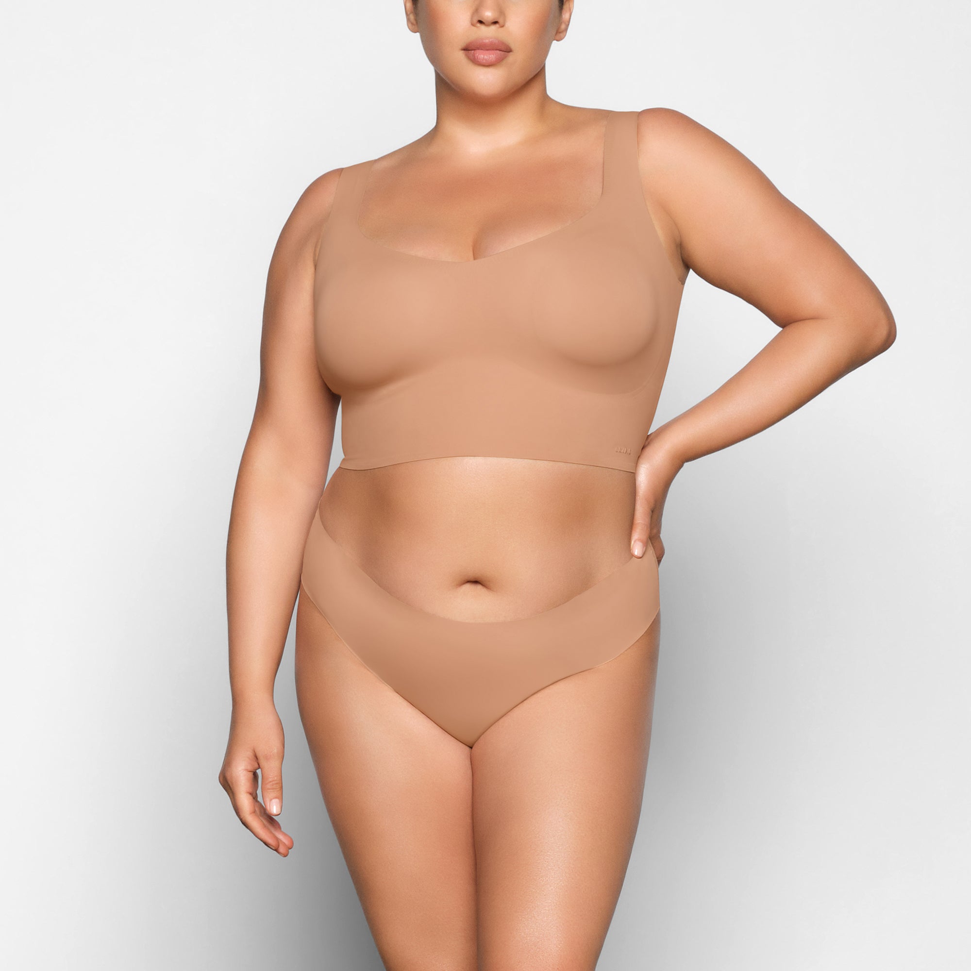 NAKED PLUNGE LONGLINE BRALETTE | OCHRE