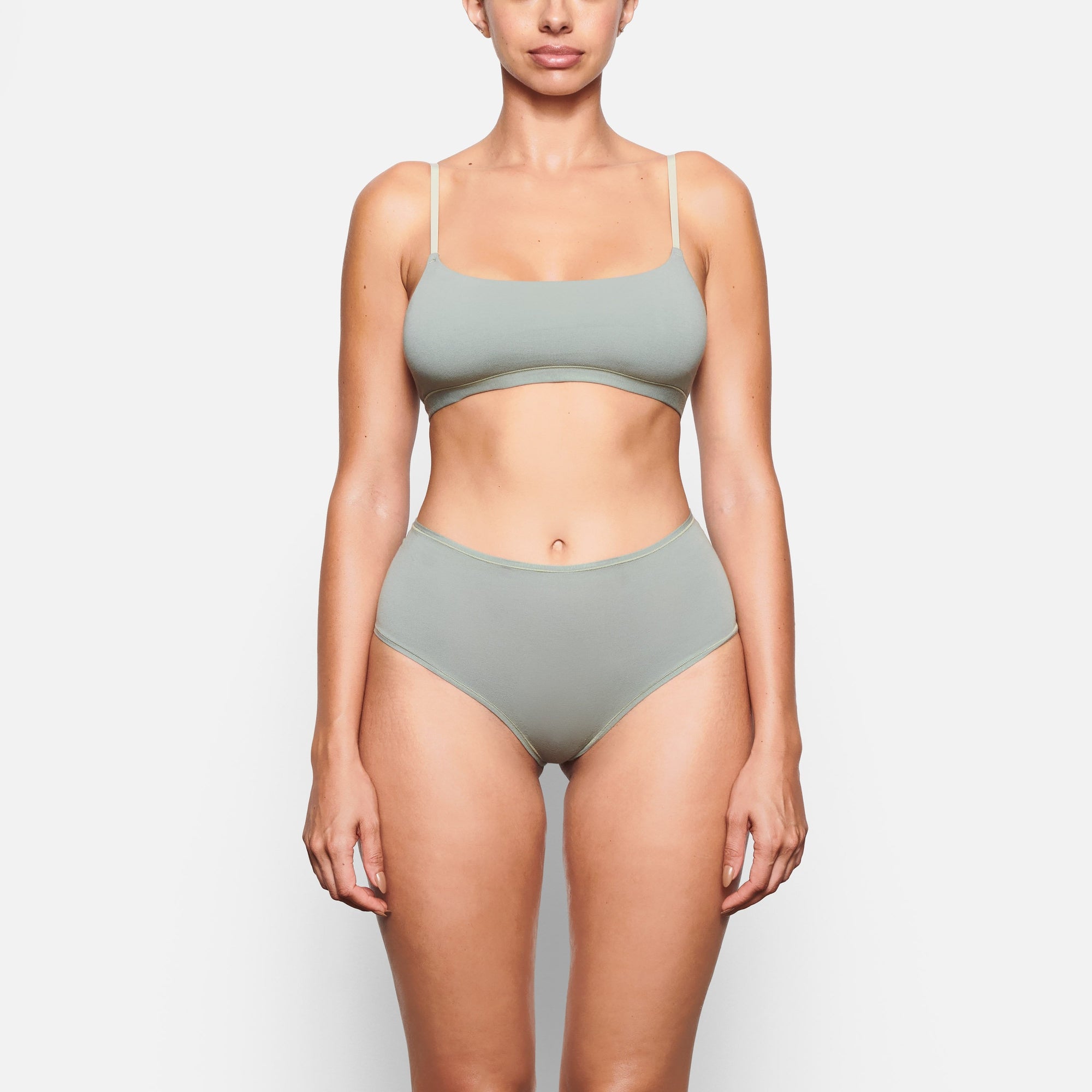 COTTON JERSEY SCOOP BRALETTE | MINERAL