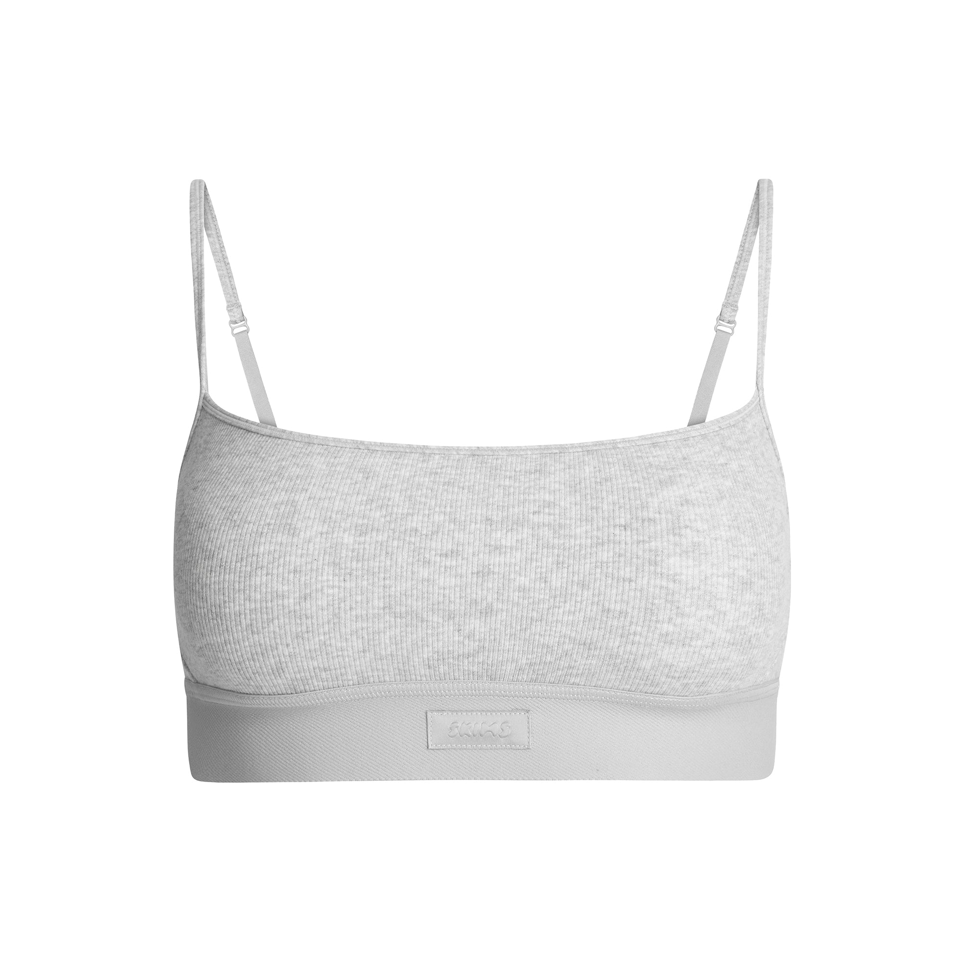 COTTON RIB SCOOP BRALETTE | LIGHT HEATHER GREY - Image 7