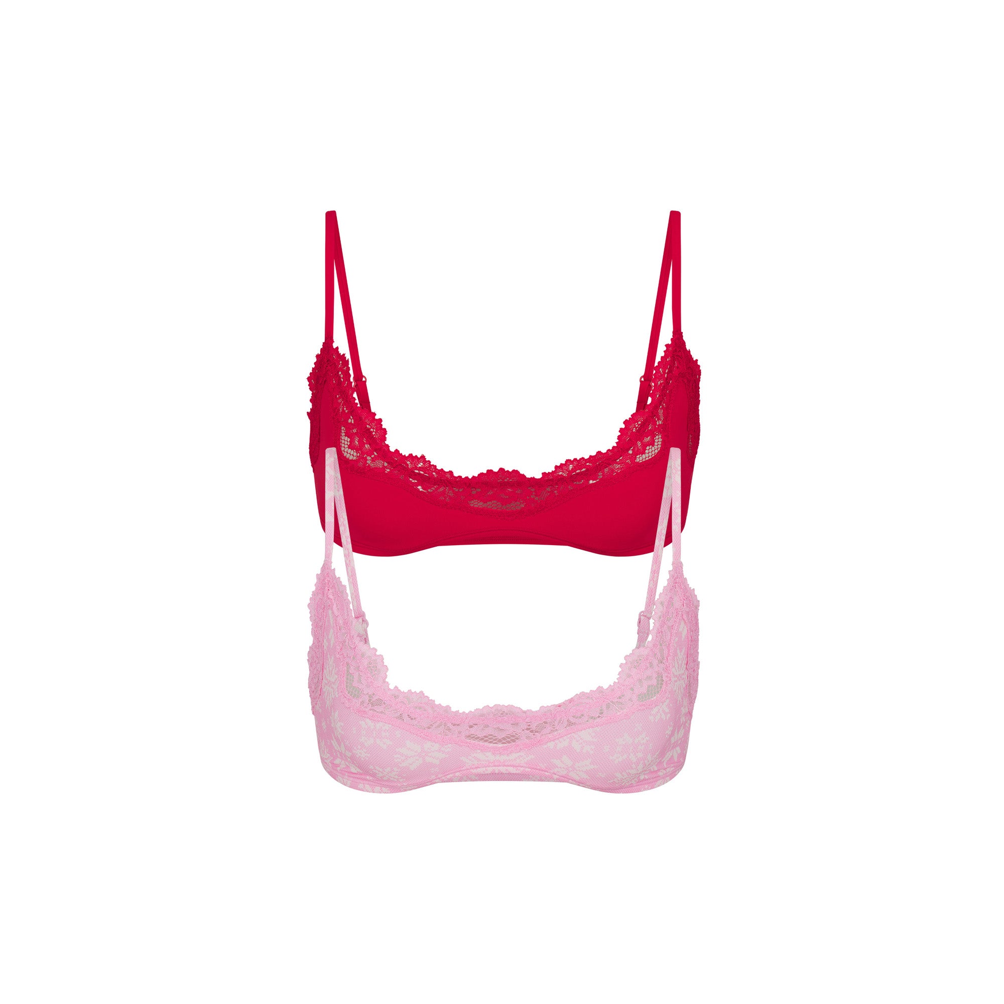 FITS EVERYBODY LACE SCOOP BRALETTE 2-PACK | BUBBLE GUM SNOWFLAKE FAIR ISLE AND CRANBERRY - Image 7