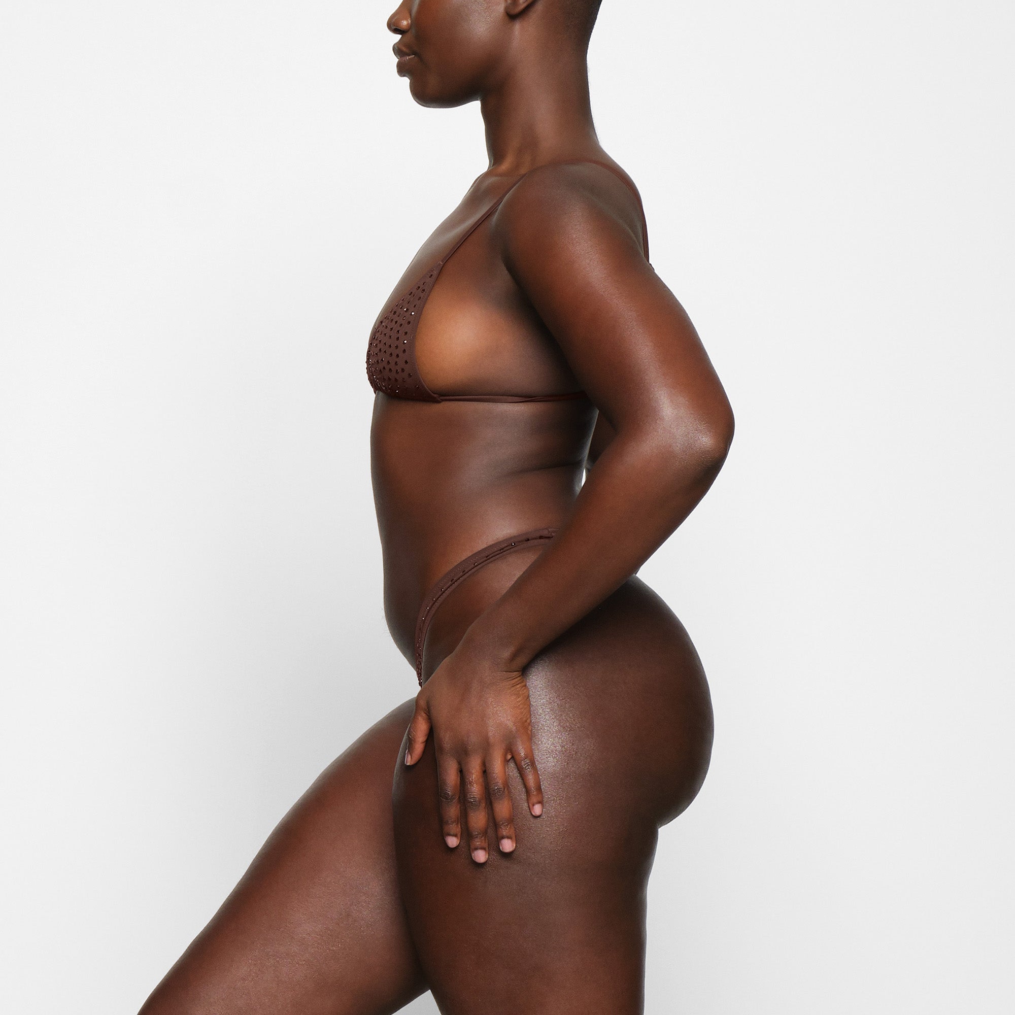 SPARKLE JERSEY MINI TRIANGLE BRALETTE | COCOA - Image 2