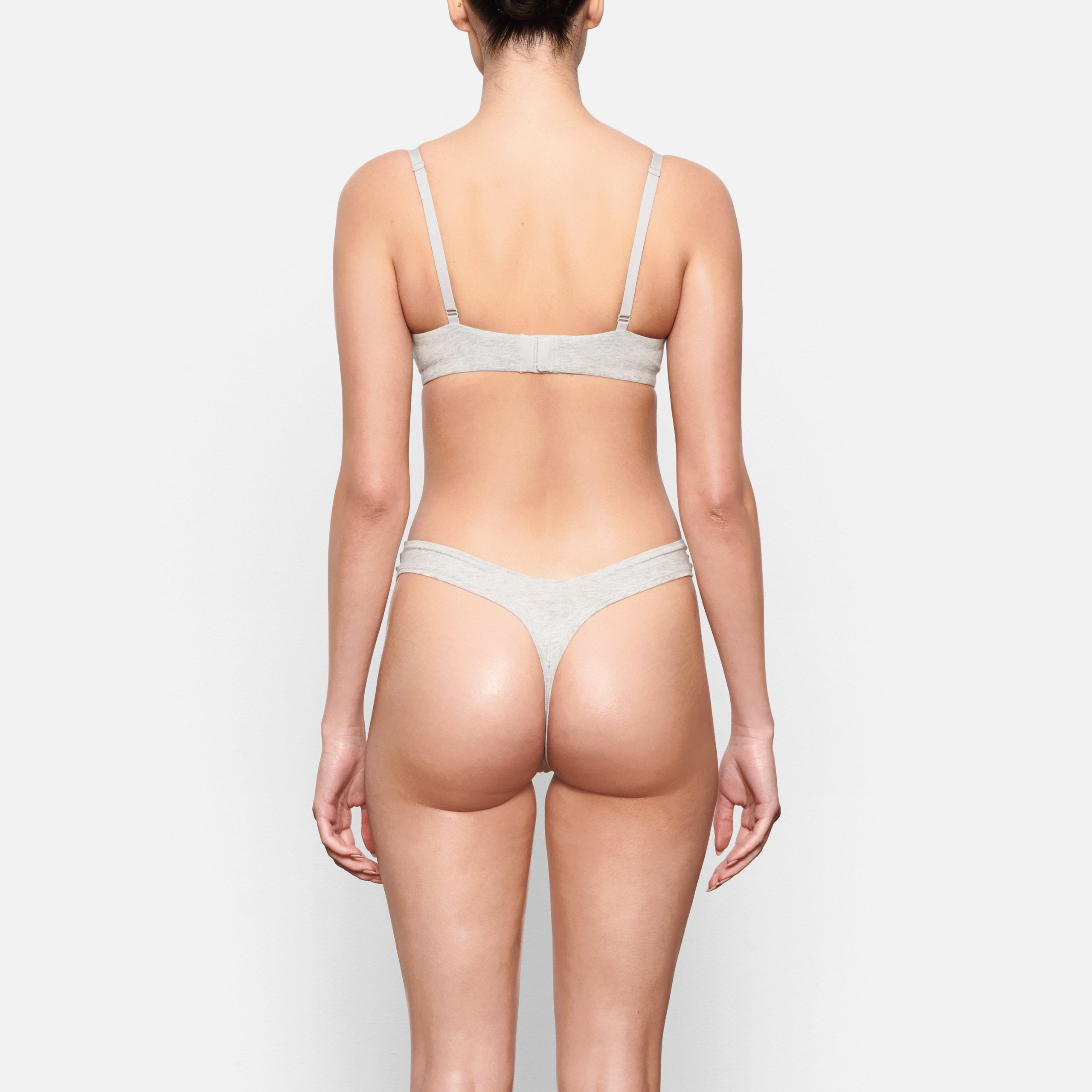 COTTON JERSEY T-SHIRT BRA | LIGHT HEATHER GREY - Image 3