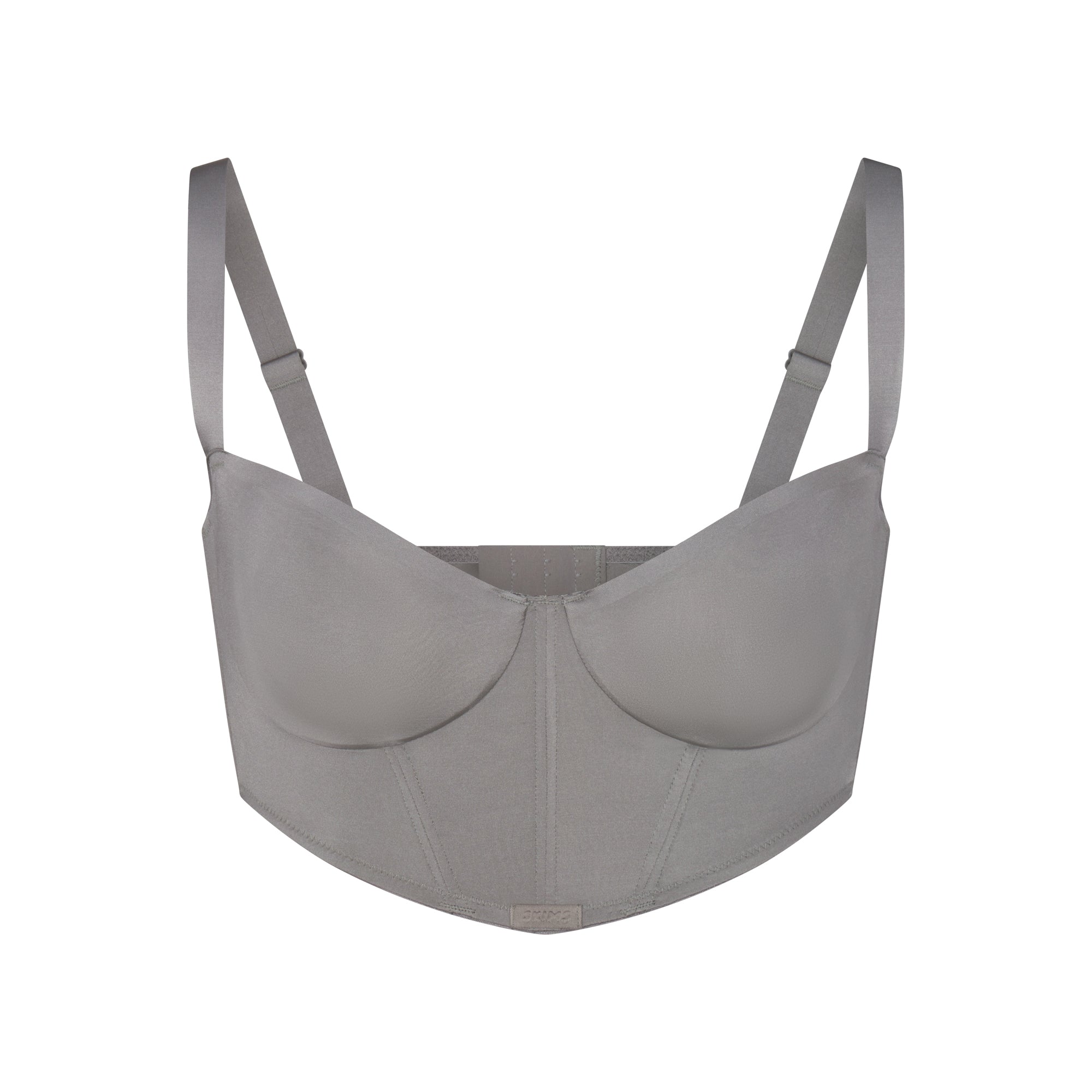 SKIMS LOGO SHINE BALCONETTE CORSET BRA | GREY CHALK - Image 5