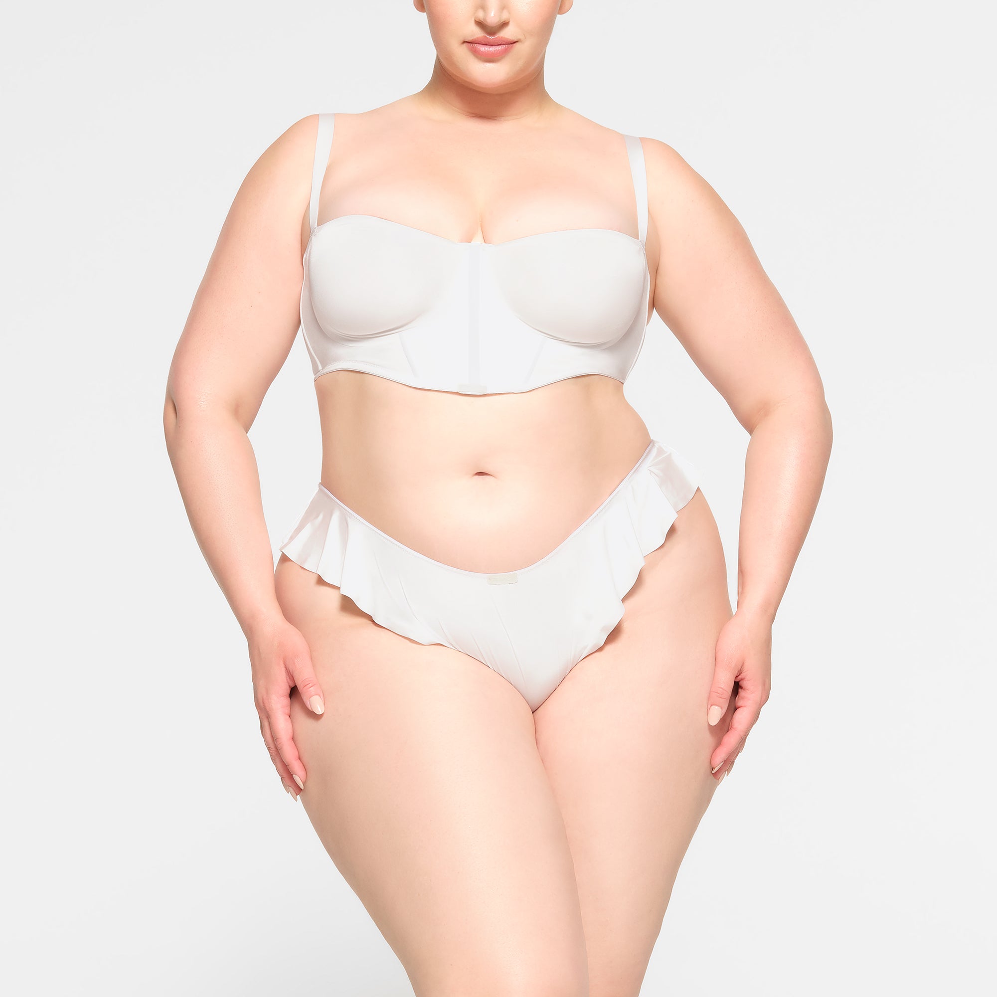 SKIMS LOGO SHINE BALCONETTE CORSET BRA | MARBLE