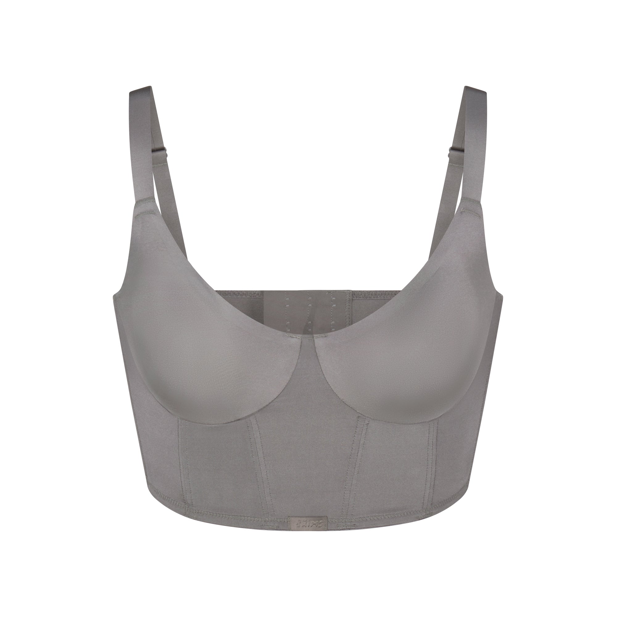 SKIMS LOGO SHINE DEMI CORSET BRA | GREY CHALK - Image 5