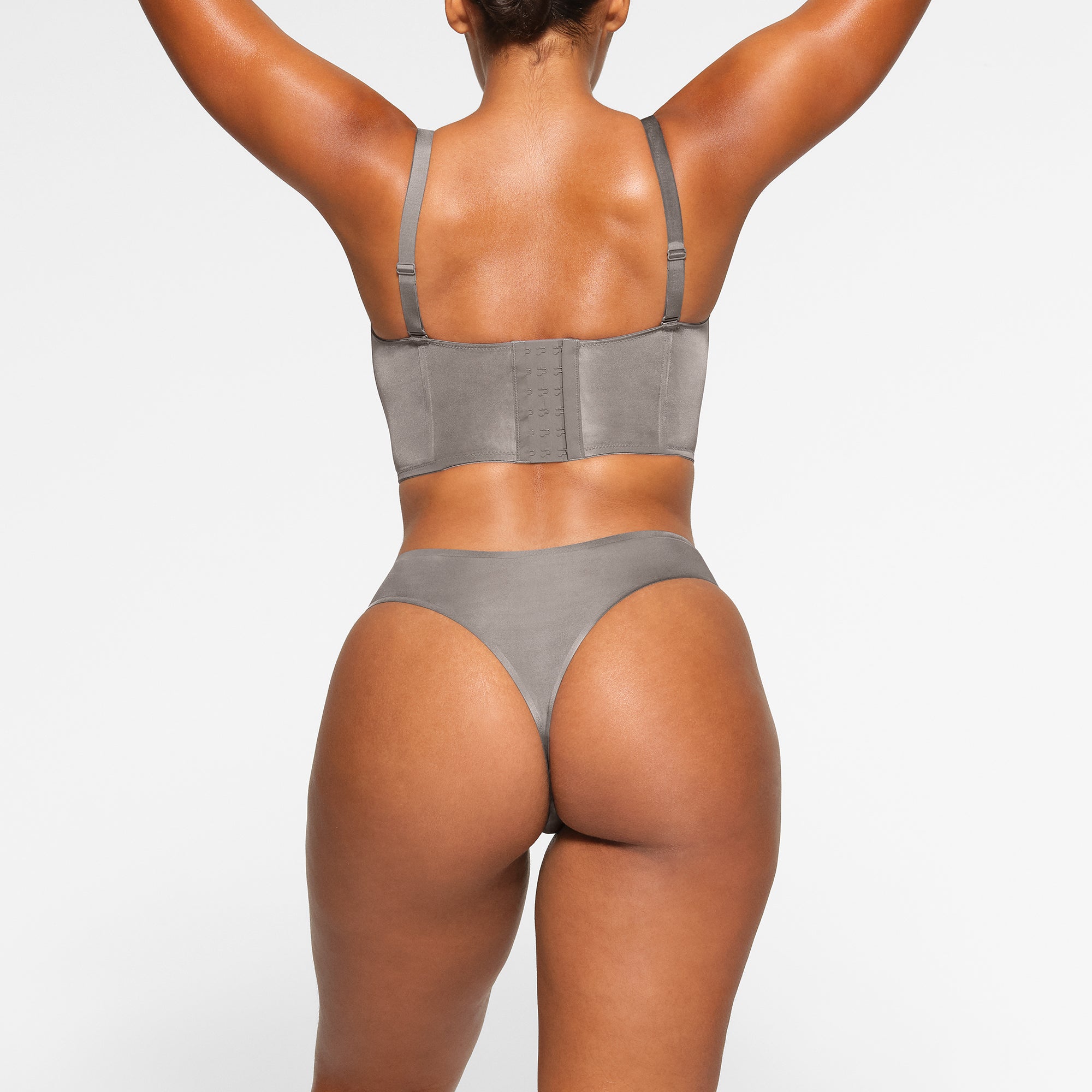 SKIMS LOGO SHINE DEMI CORSET BRA | GREY CHALK - Image 3
