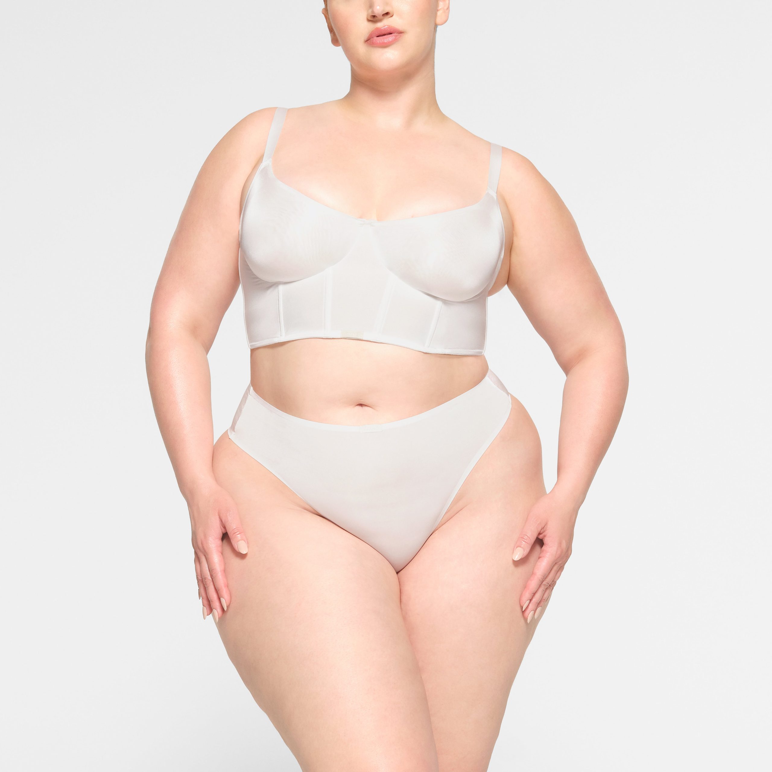 SKIMS LOGO SHINE DEMI CORSET BRA | MARBLE