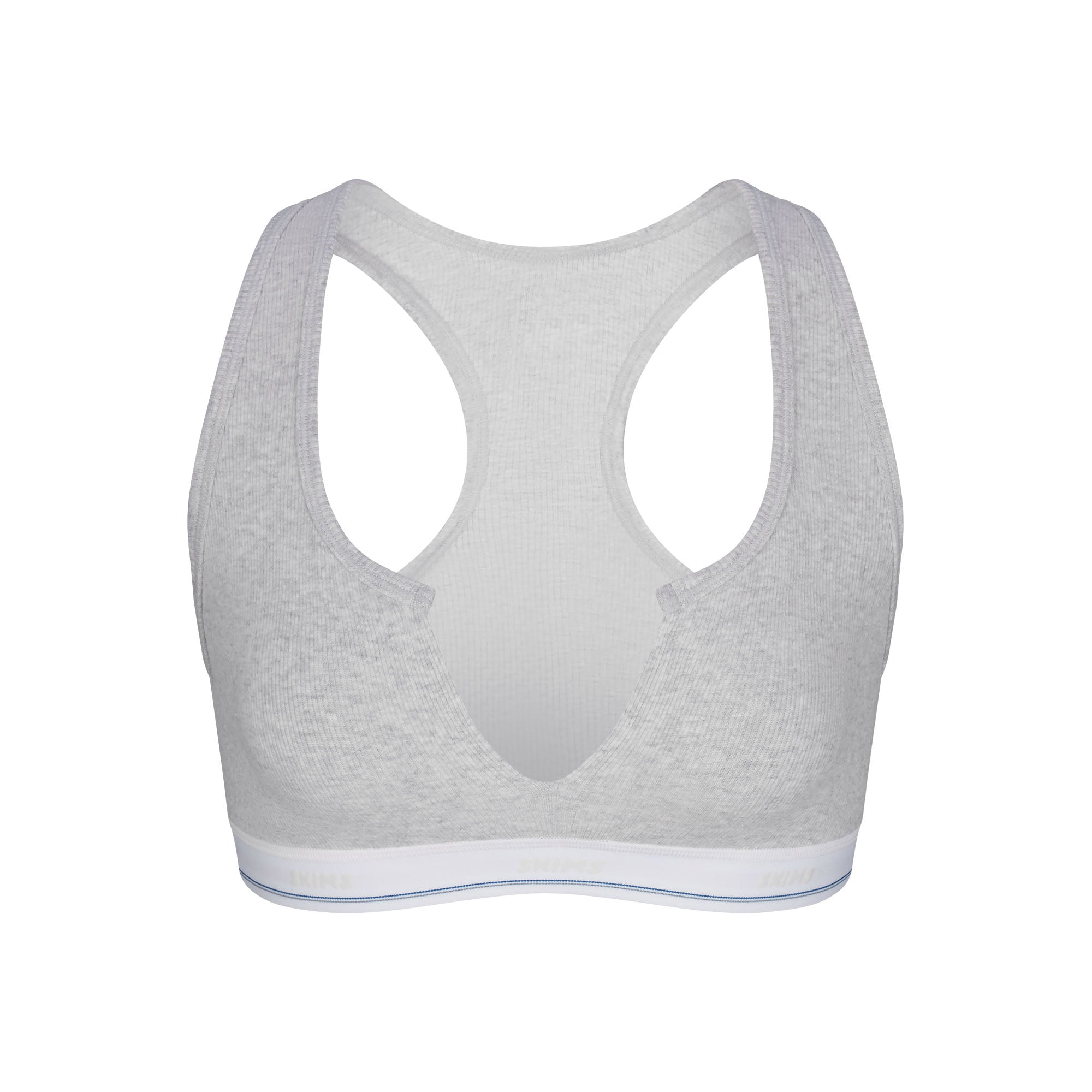 COTTON RIB SPLIT NECK BRALETTE | LIGHT HEATHER GREY STRIPE - Image 5