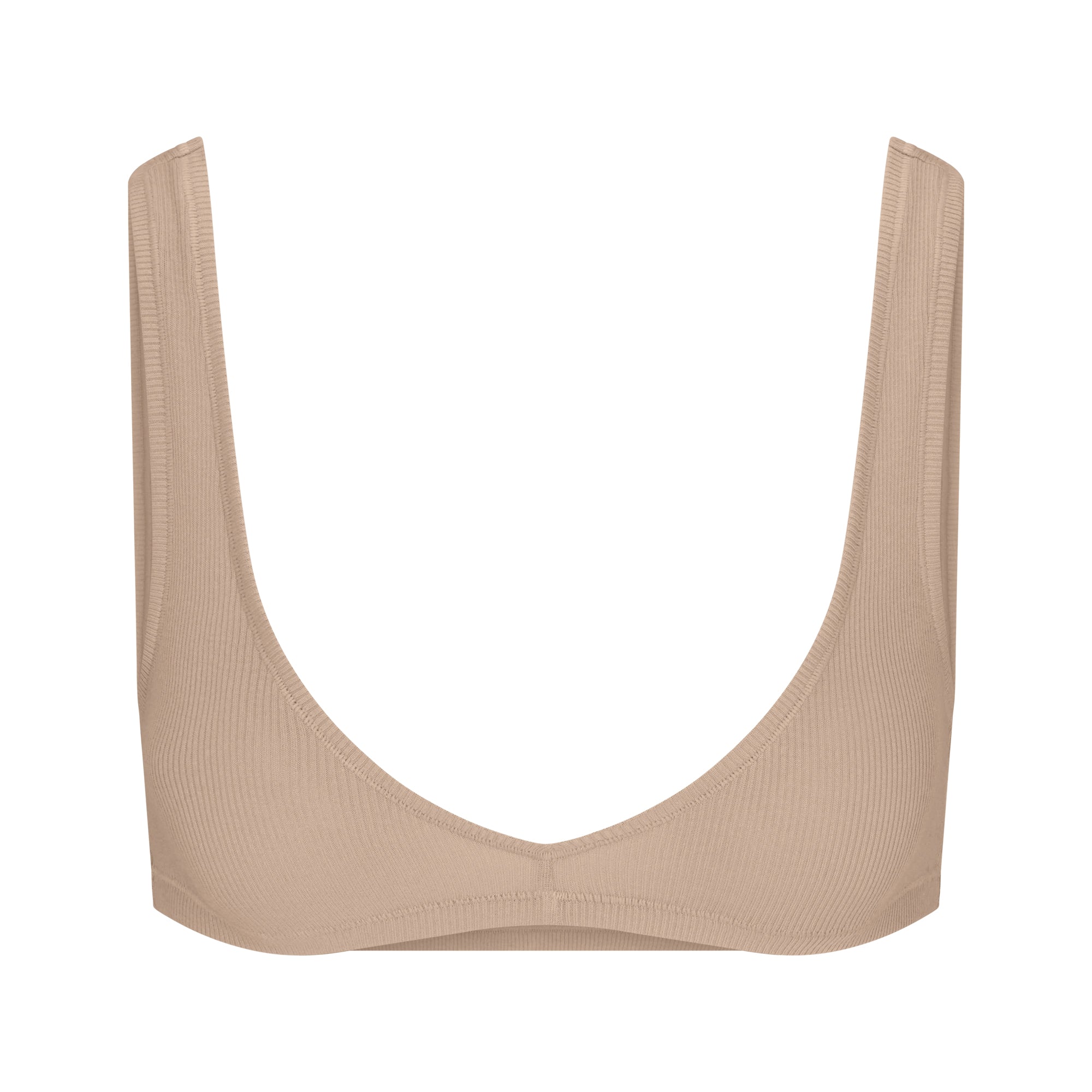 COTTON RIB SKIMPY SCOOP BRALETTE | LATTE - Image 6
