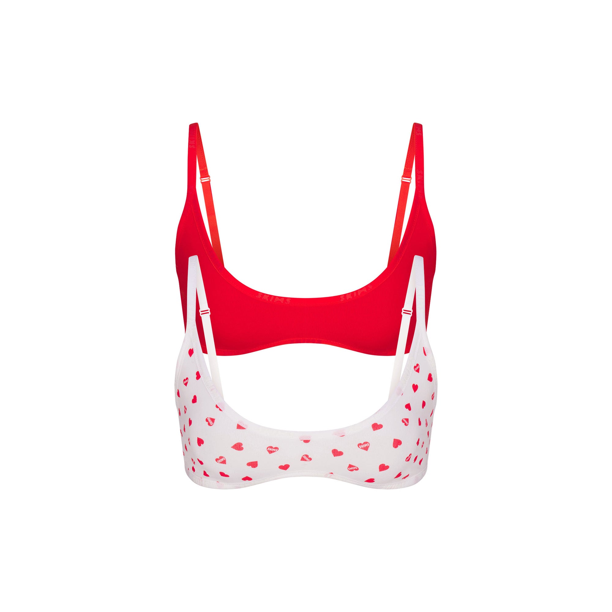COTTON LOGO SCOOP BRALETTE 2-PACK | RUBY AND RUBY HEART LOGO PRINT