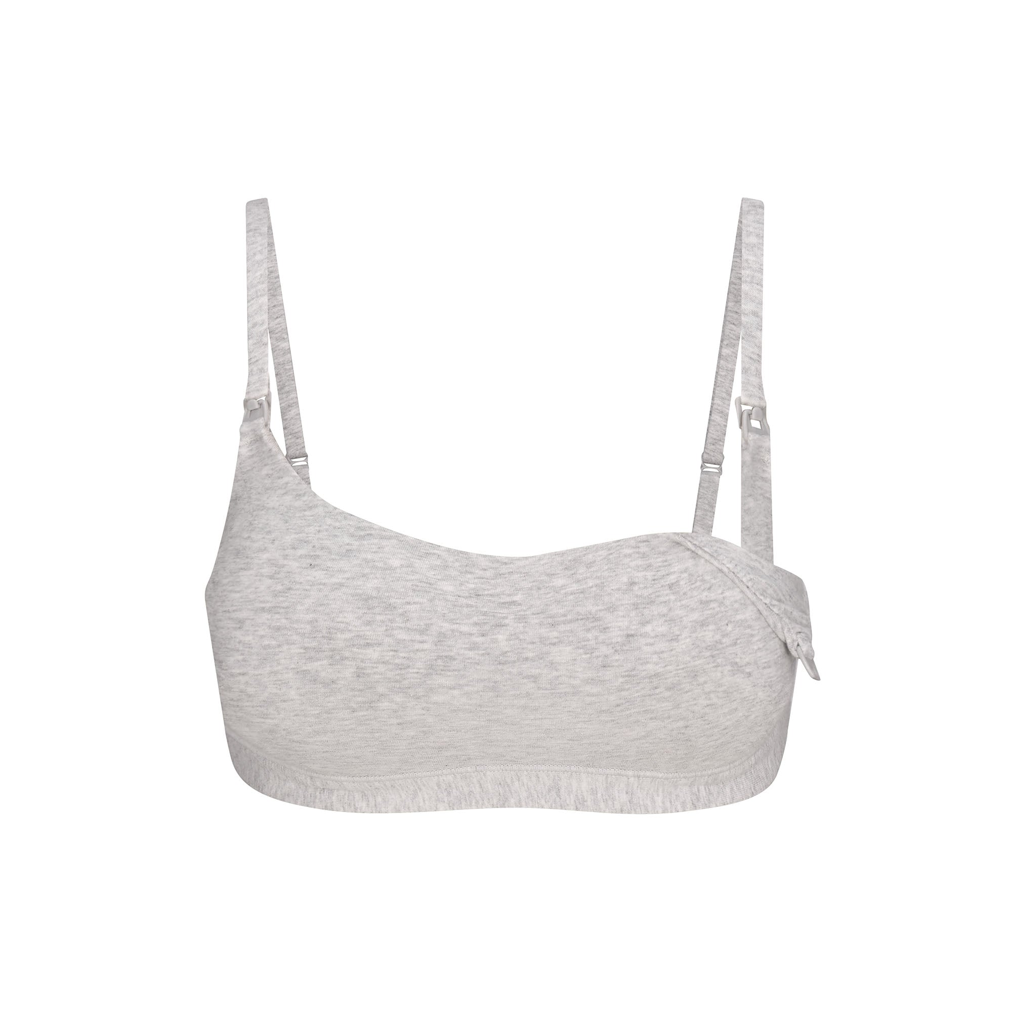 COTTON JERSEY MATERNITY NURSING SCOOP BRALETTE | LIGHT HEATHER GREY - Image 9