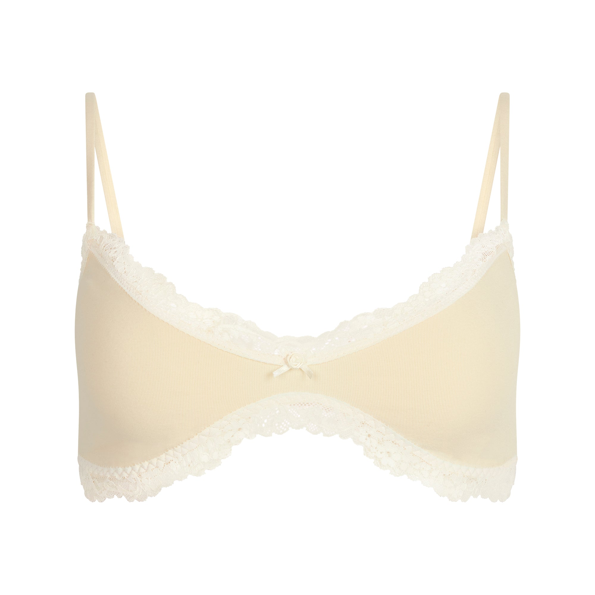 COTTON JERSEY LACE SKIMPY SCOOP BRALETTE | BUTTER - Image 5