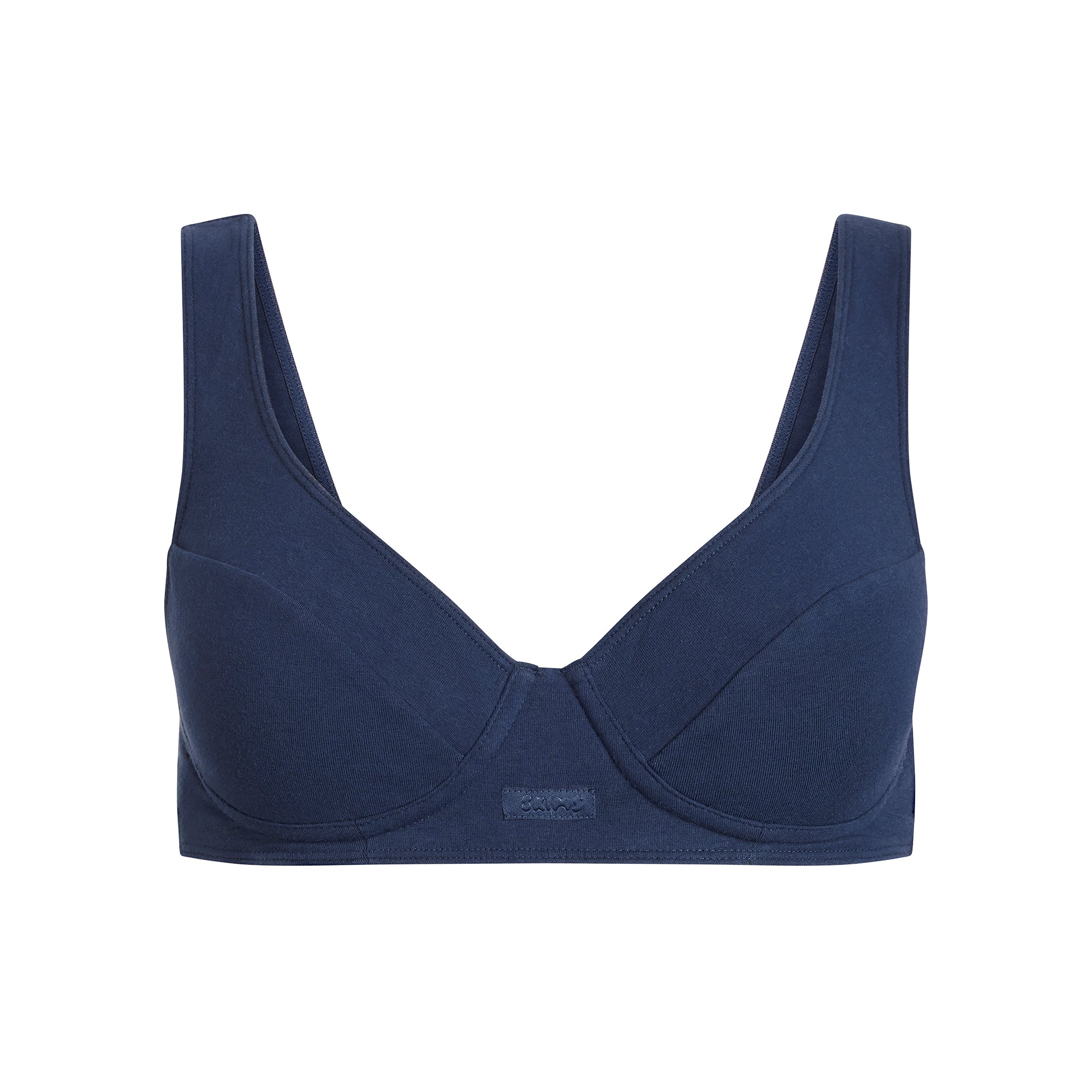COTTON JERSEY PLUNGE BRALETTE | NAVY - Image 6