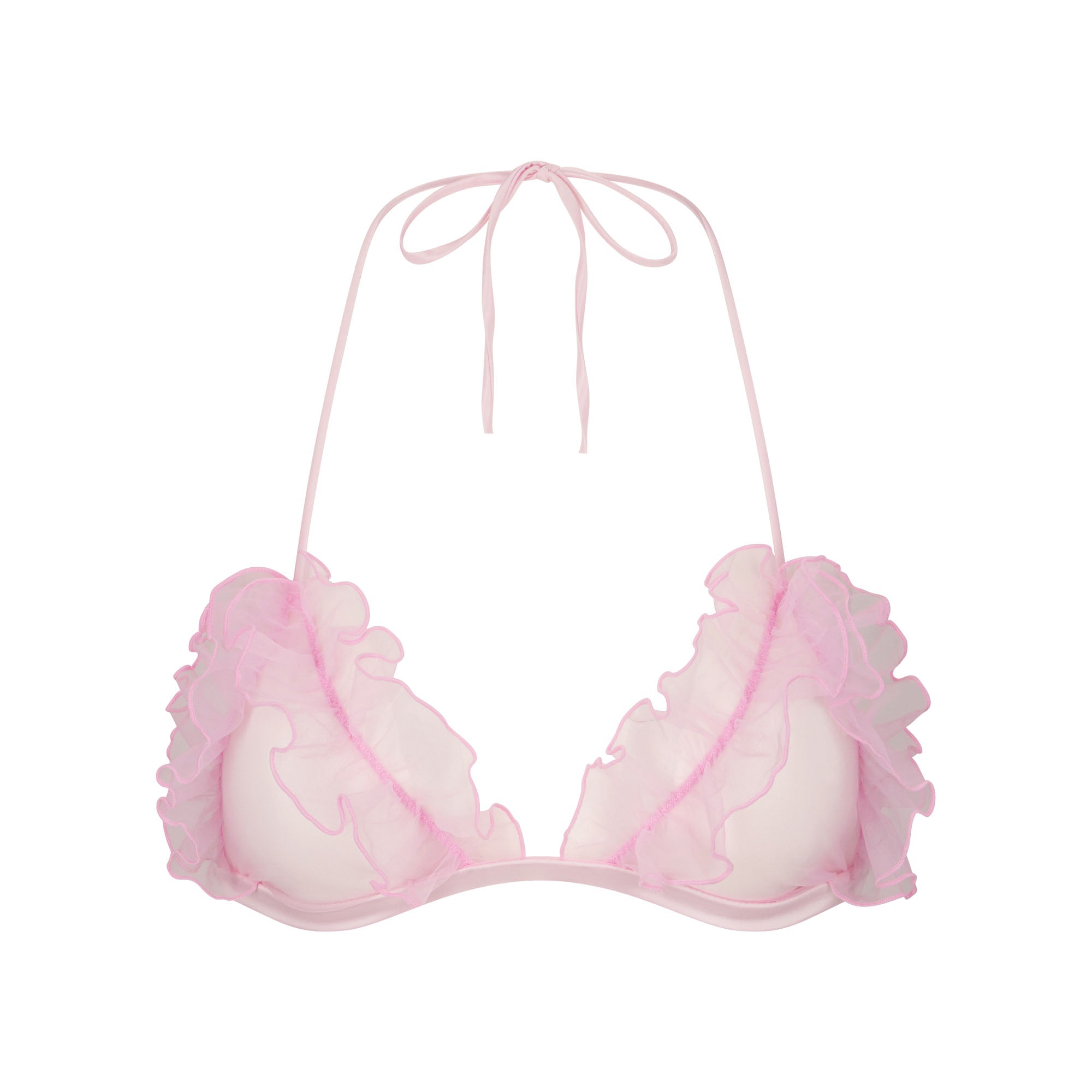 EMBROIDERED TULLE TIE BRALETTE AND THONG SET | BUBBLE GUM - Image 6