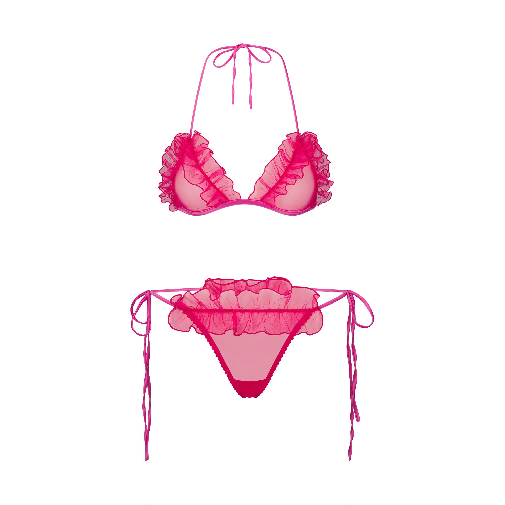 EMBROIDERED TULLE TIE BRALETTE AND THONG SET | PUNCH - Image 7