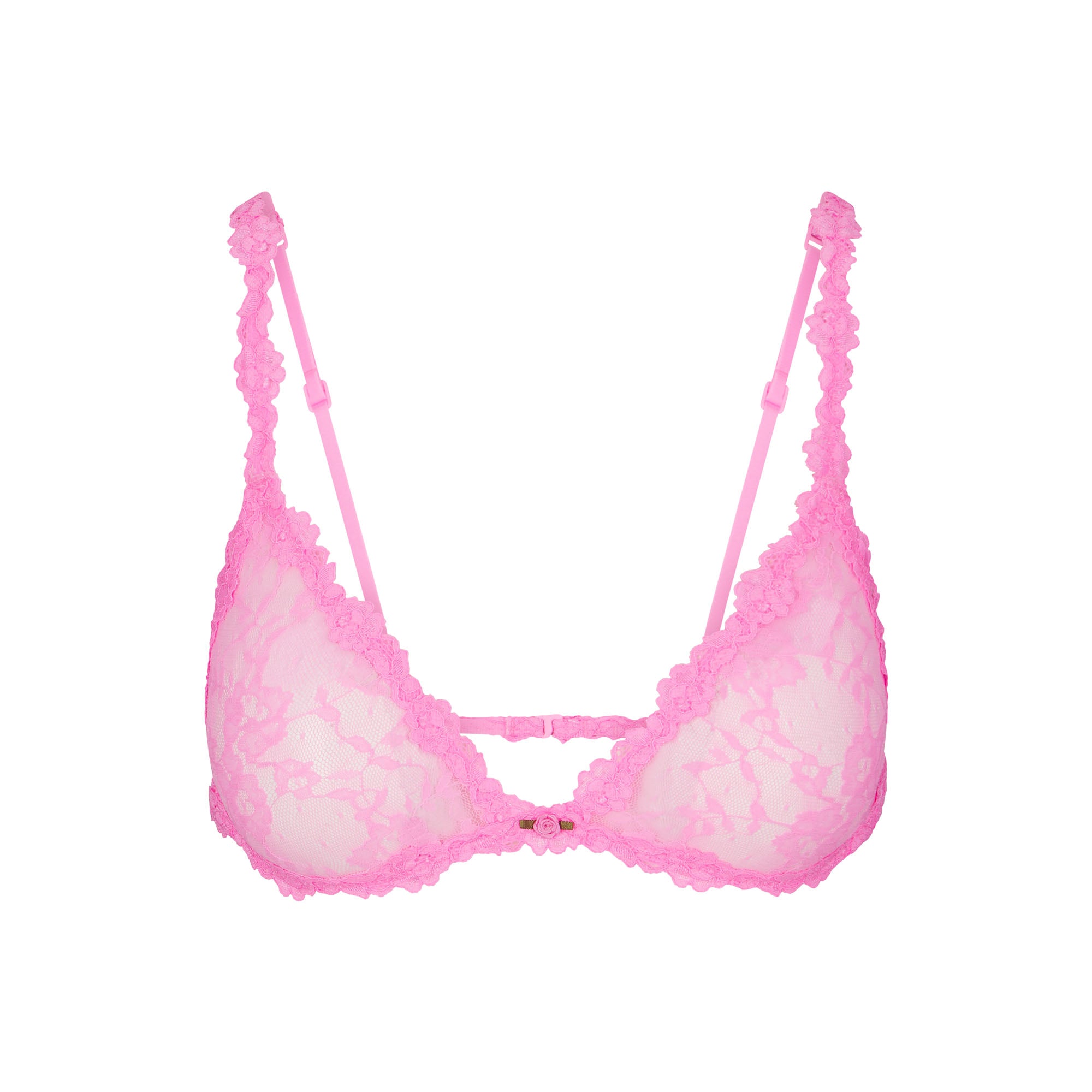 STRETCH LACE TRIANGLE BRALETTE | SUGAR PINK - Image 4