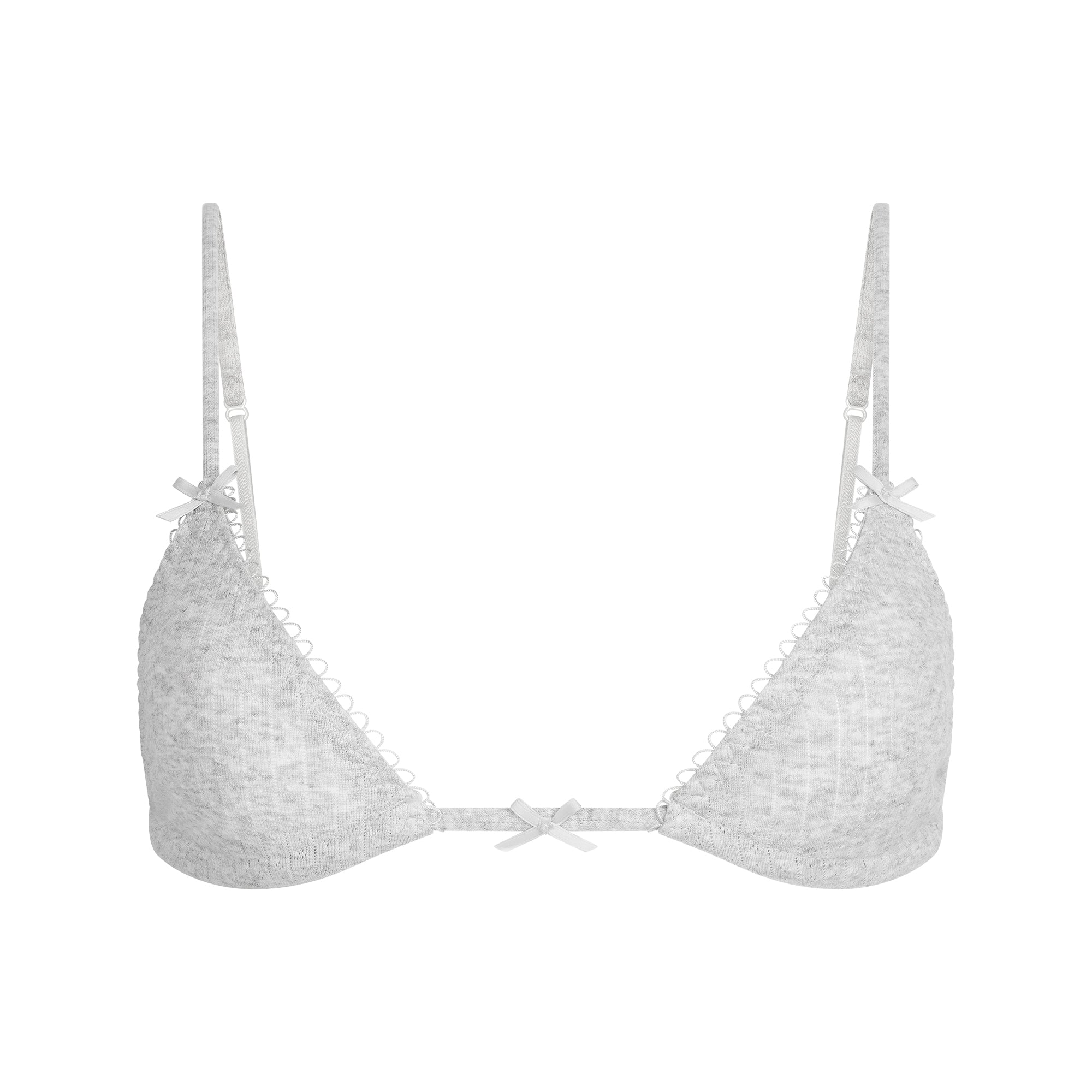 POINTELLE TRIANGLE BRALETTE | LIGHT HEATHER GREY - Image 5