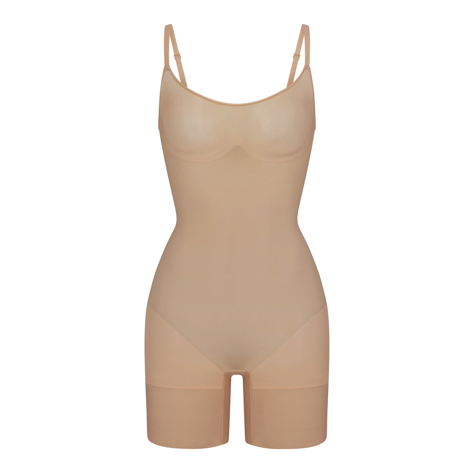 SHEER SEAMLESS MID THIGH BODYSUIT | CLAY - Image 5