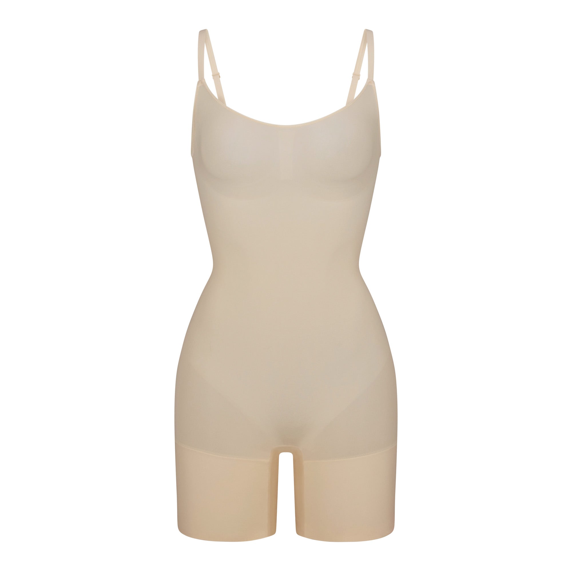 SHEER SEAMLESS MID THIGH BODYSUIT | SAND - Image 5