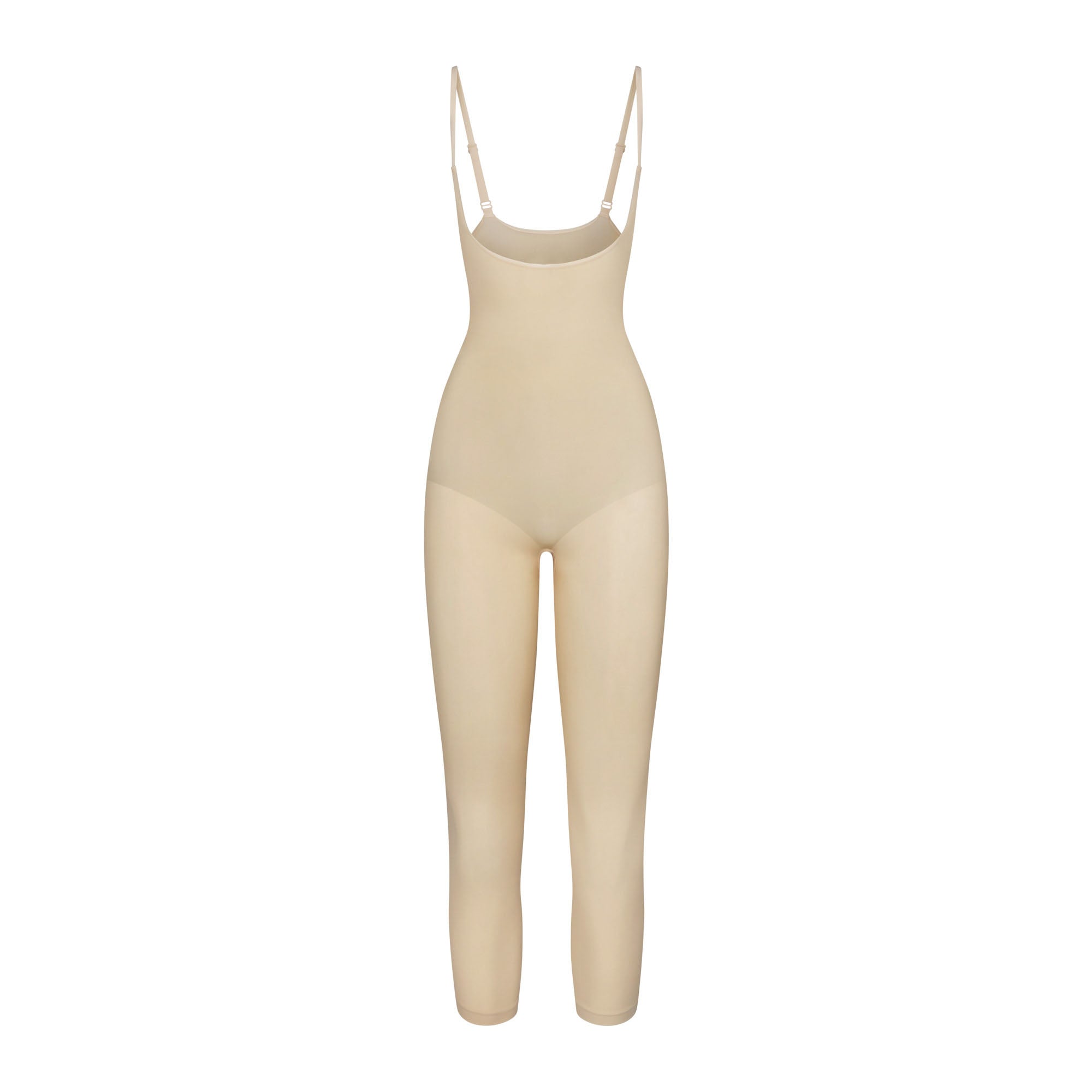 SHEER SEAMLESS OPEN BUST CATSUIT | SAND - Image 5