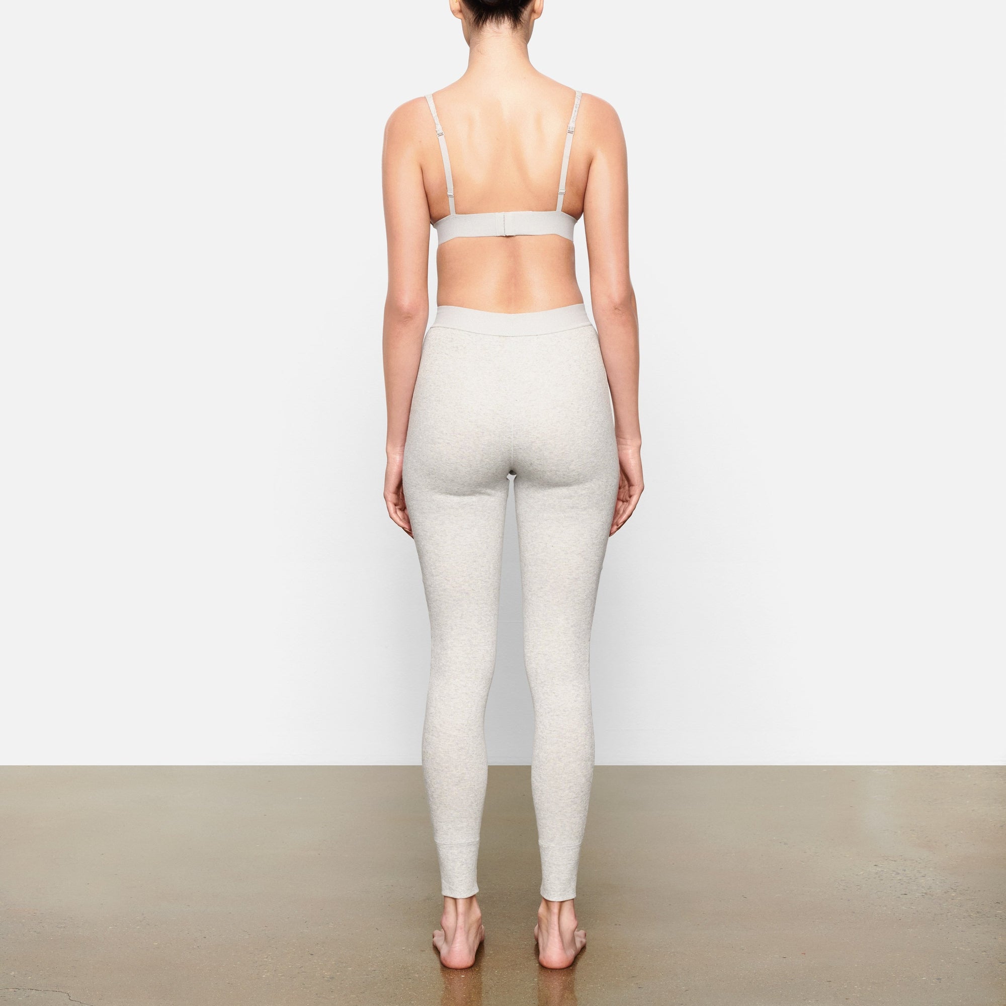 COTTON RIB LEGGING | LIGHT HEATHER GREY - Image 3