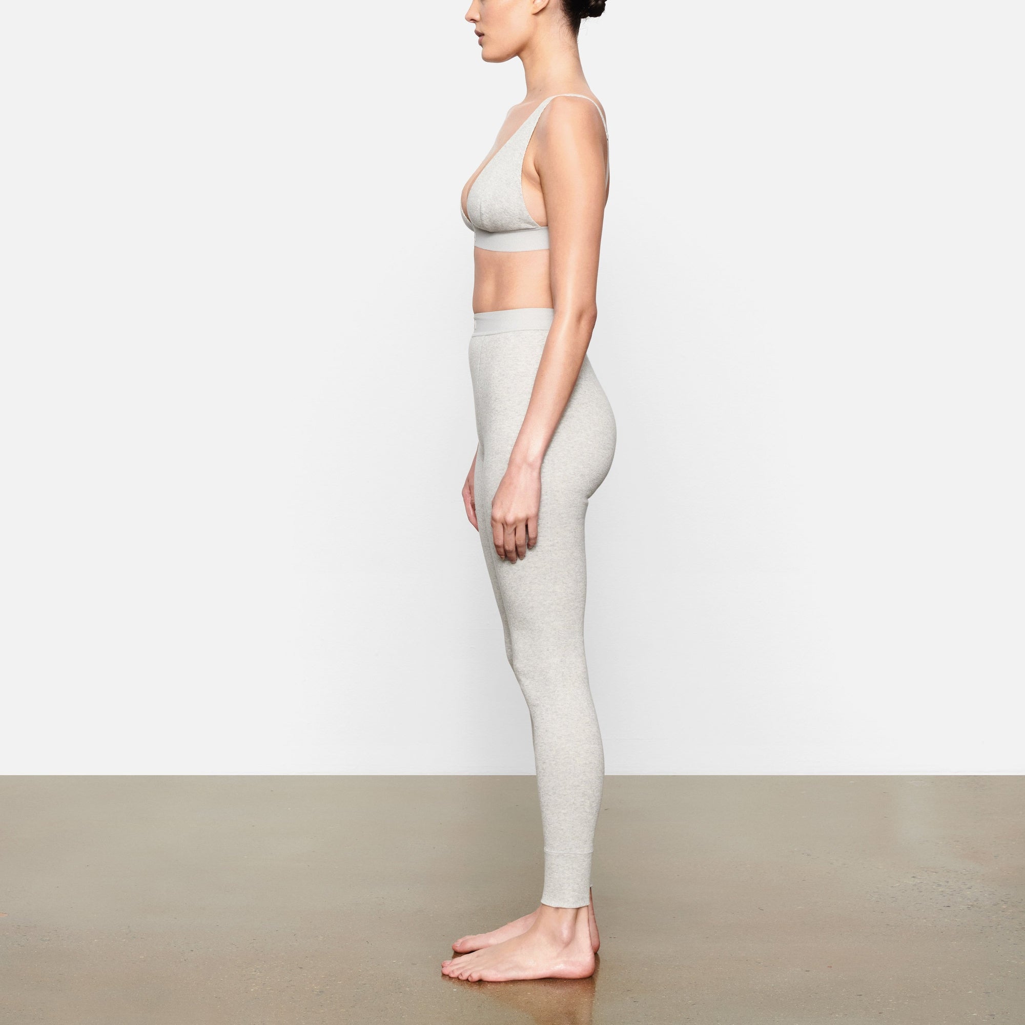 COTTON RIB LEGGING | LIGHT HEATHER GREY - Image 2