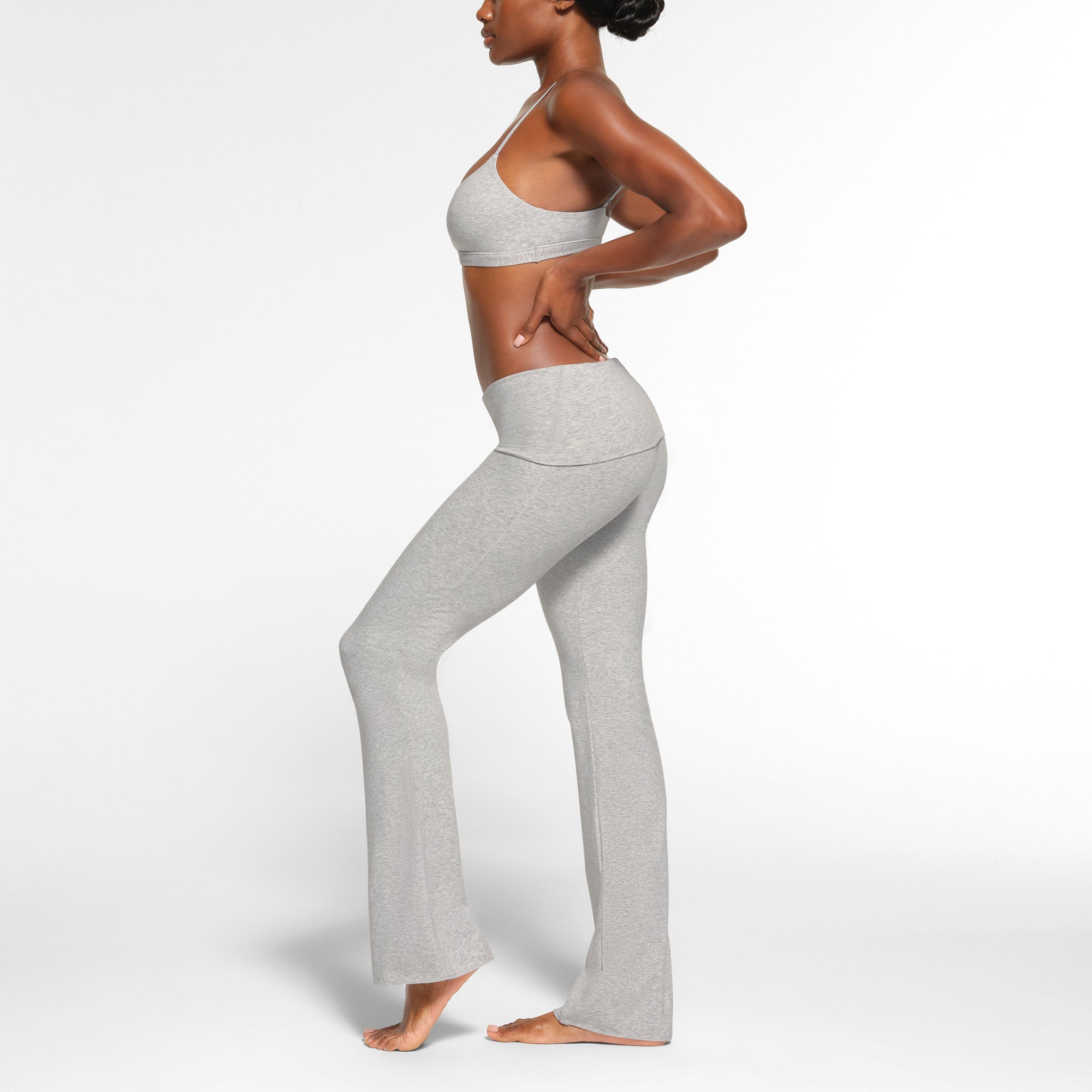 COTTON JERSEY FOLDOVER PANT | LIGHT HEATHER GREY - Image 2