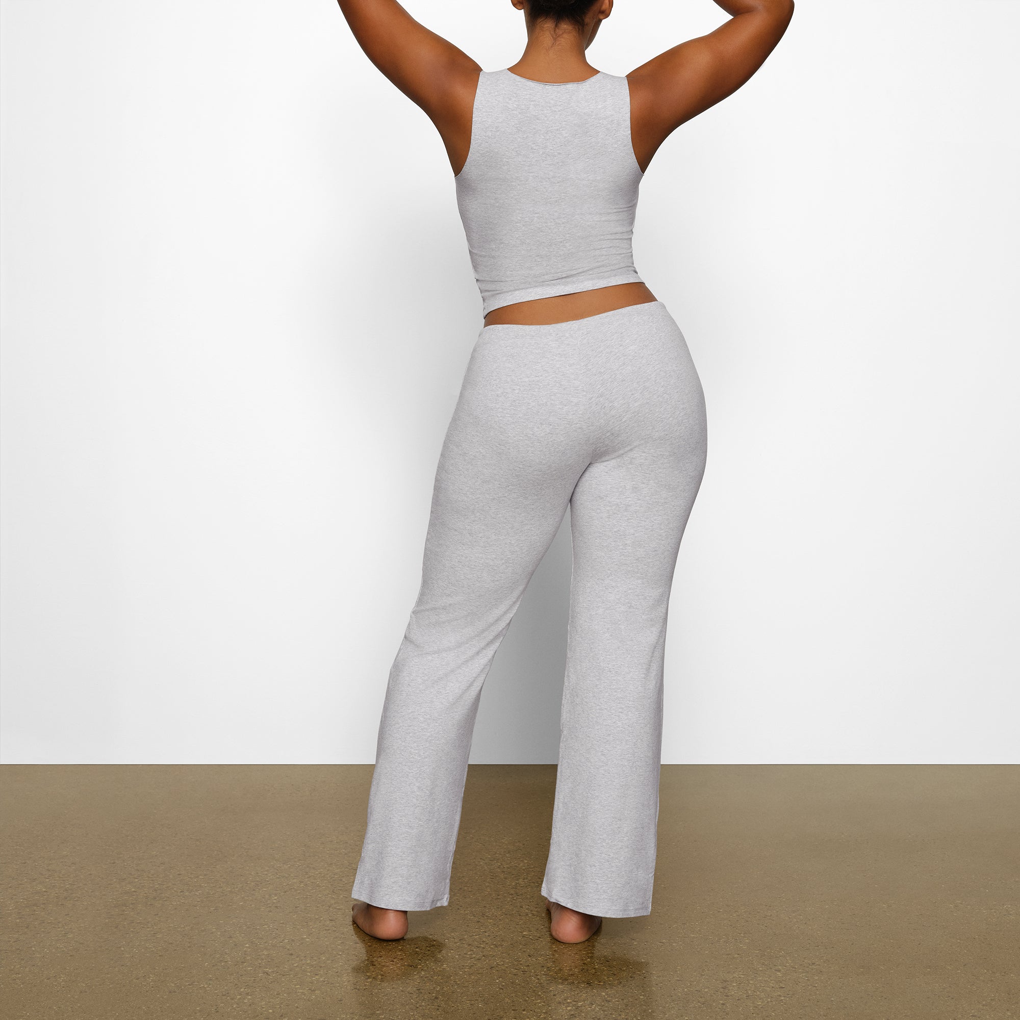 COTTON JERSEY STRAIGHT LEG PANT | LIGHT HEATHER GREY - Image 3