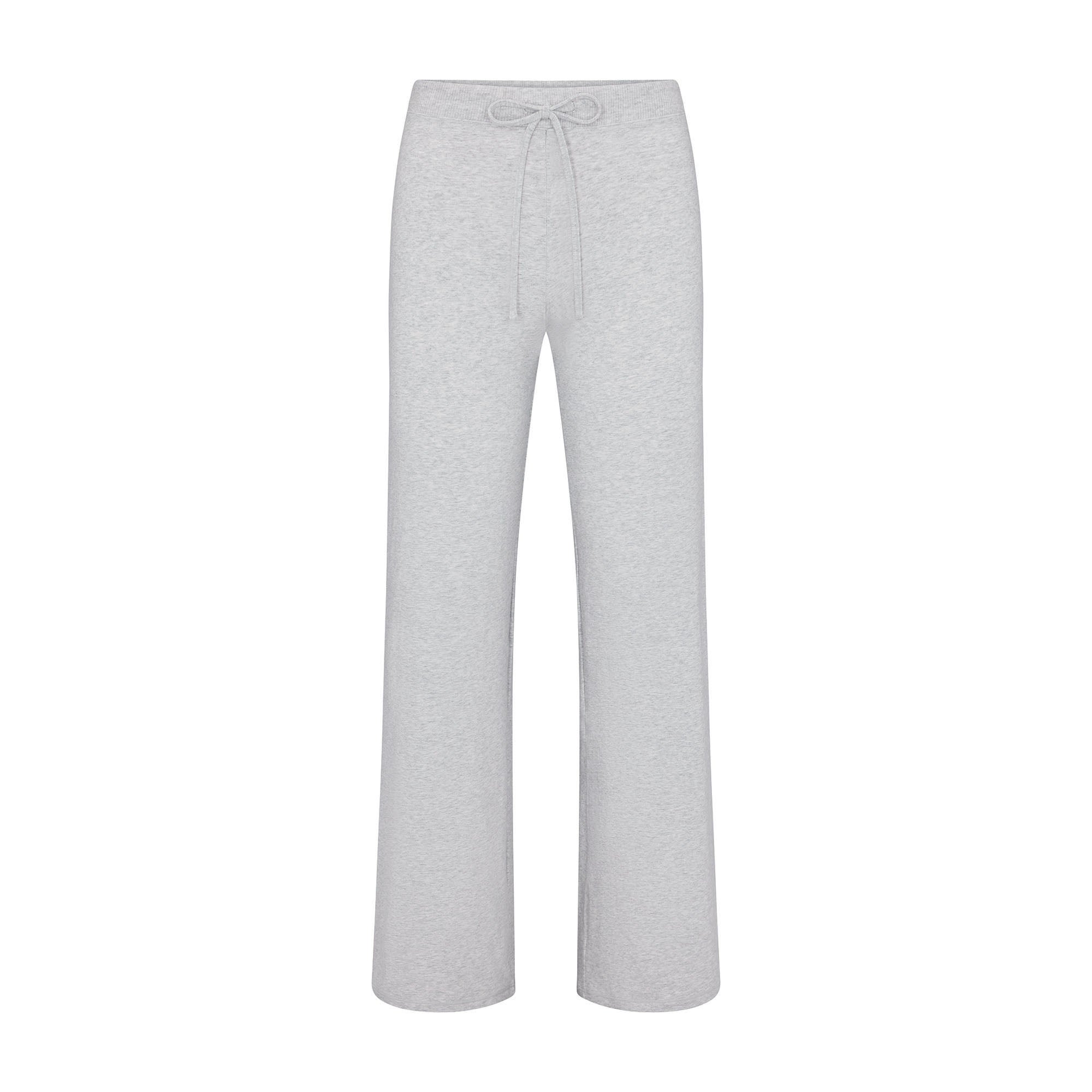 COTTON JERSEY STRAIGHT LEG PANT | LIGHT HEATHER GREY - Image 5
