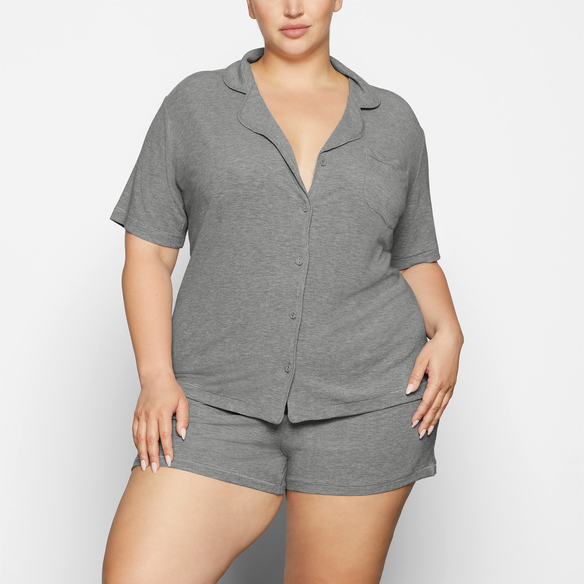 SOFT LOUNGE SHORT SLEEP SET | HEATHER GREY