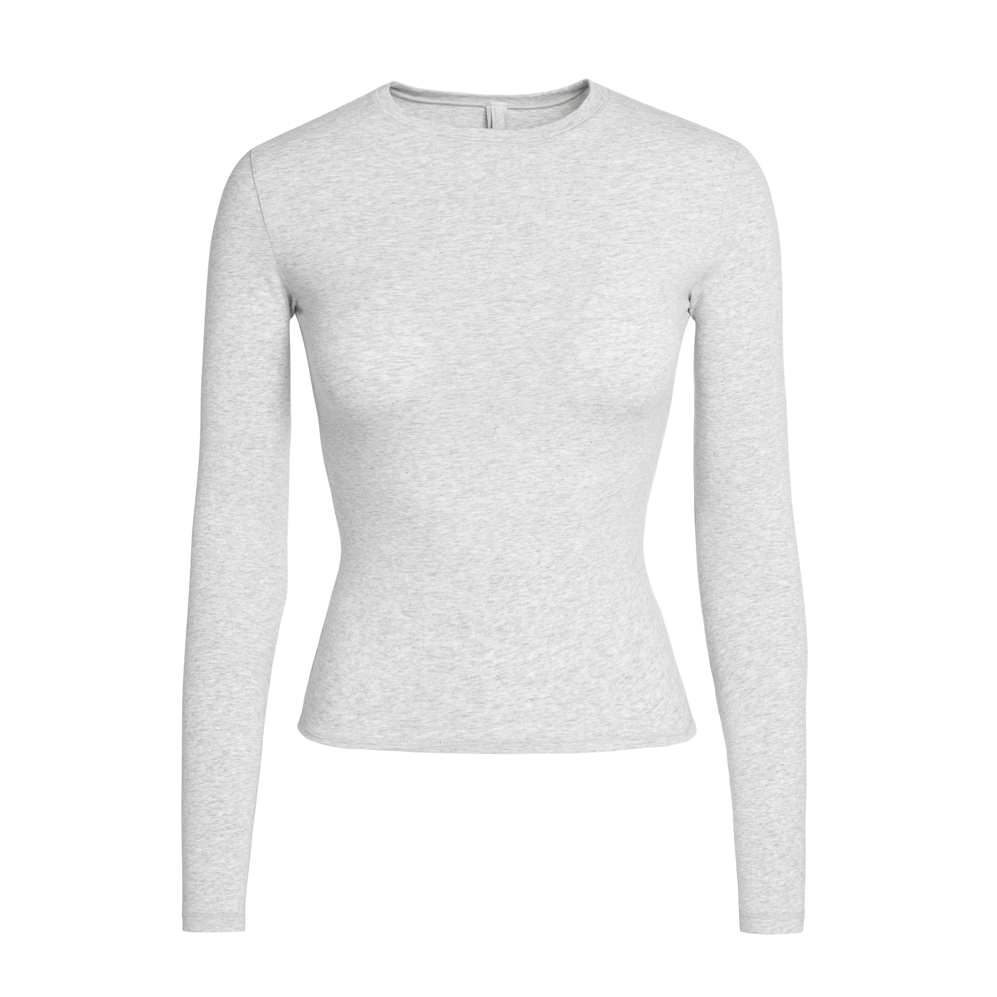 COTTON JERSEY LONG SLEEVE T-SHIRT | LIGHT HEATHER GREY - Image 5