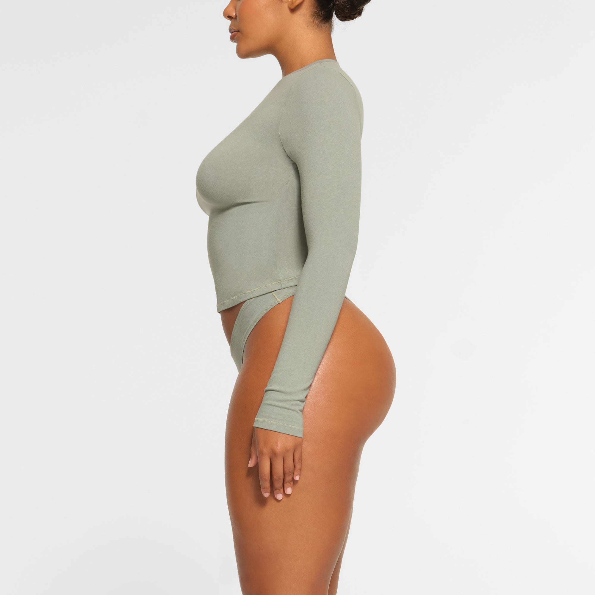 COTTON JERSEY LONG SLEEVE T-SHIRT | MINERAL - Image 2