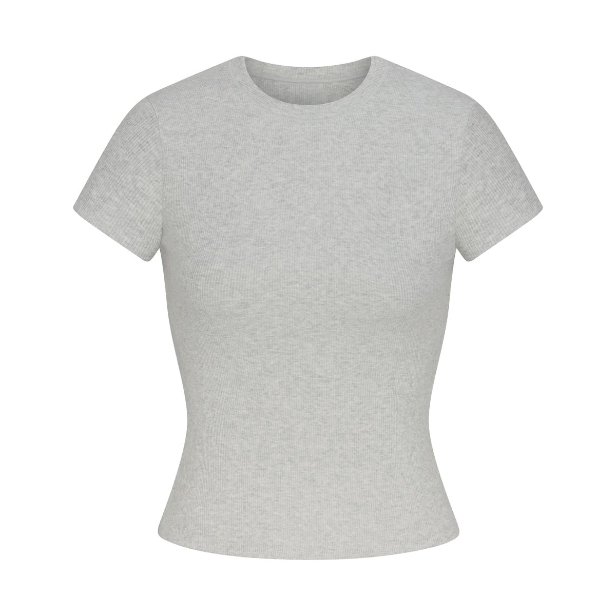 COTTON RIB T-SHIRT | LIGHT HEATHER GREY - Image 5