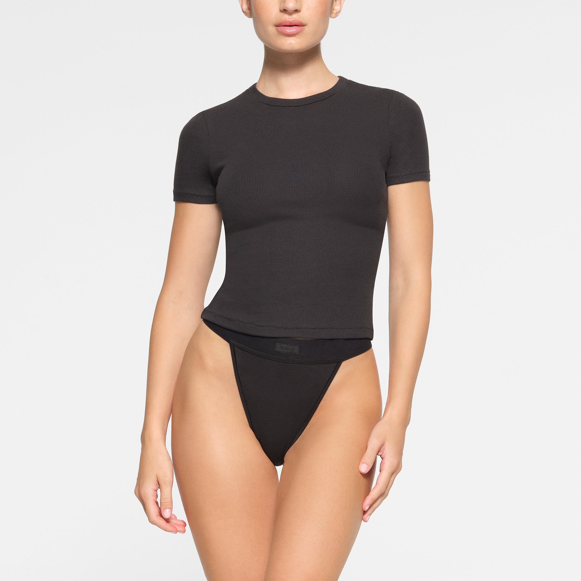 COTTON RIB T-SHIRT | SOOT