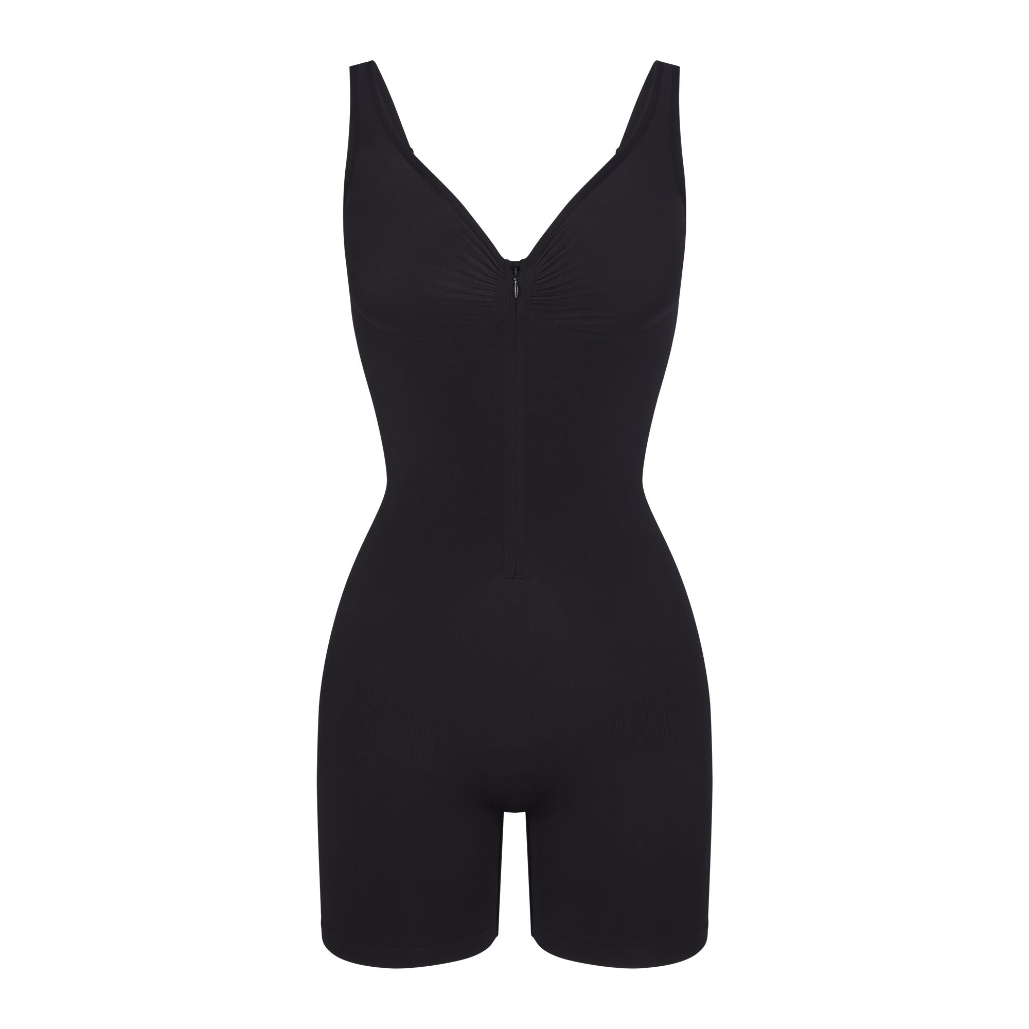 SEAMLESS SCULPT ZIP FRONT MID THIGH BODYSUIT | ONYX - Image 5