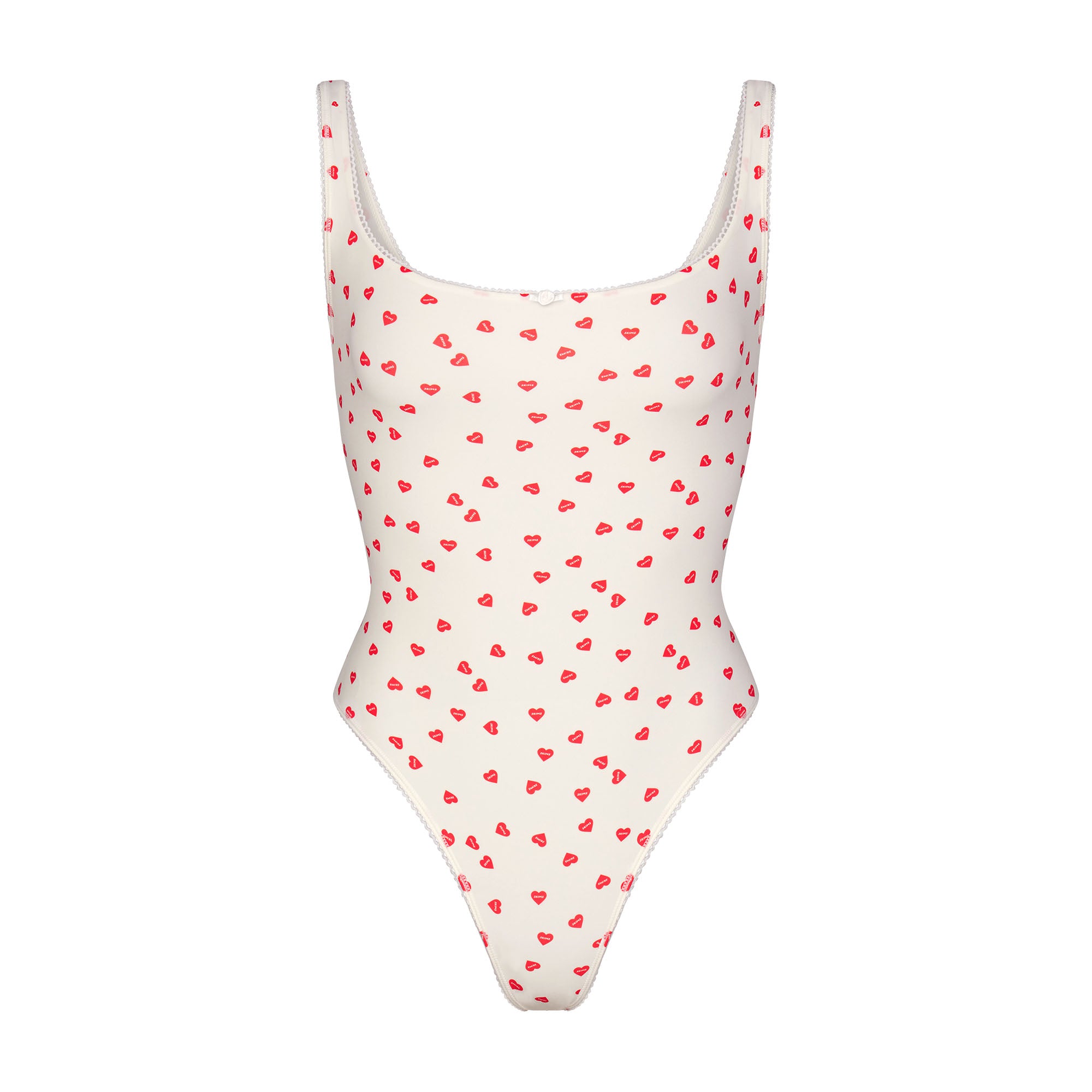 FITS EVERYBODY PICOT SQUARE NECK BODYSUIT | RUBY HEART PRINT - Image 5