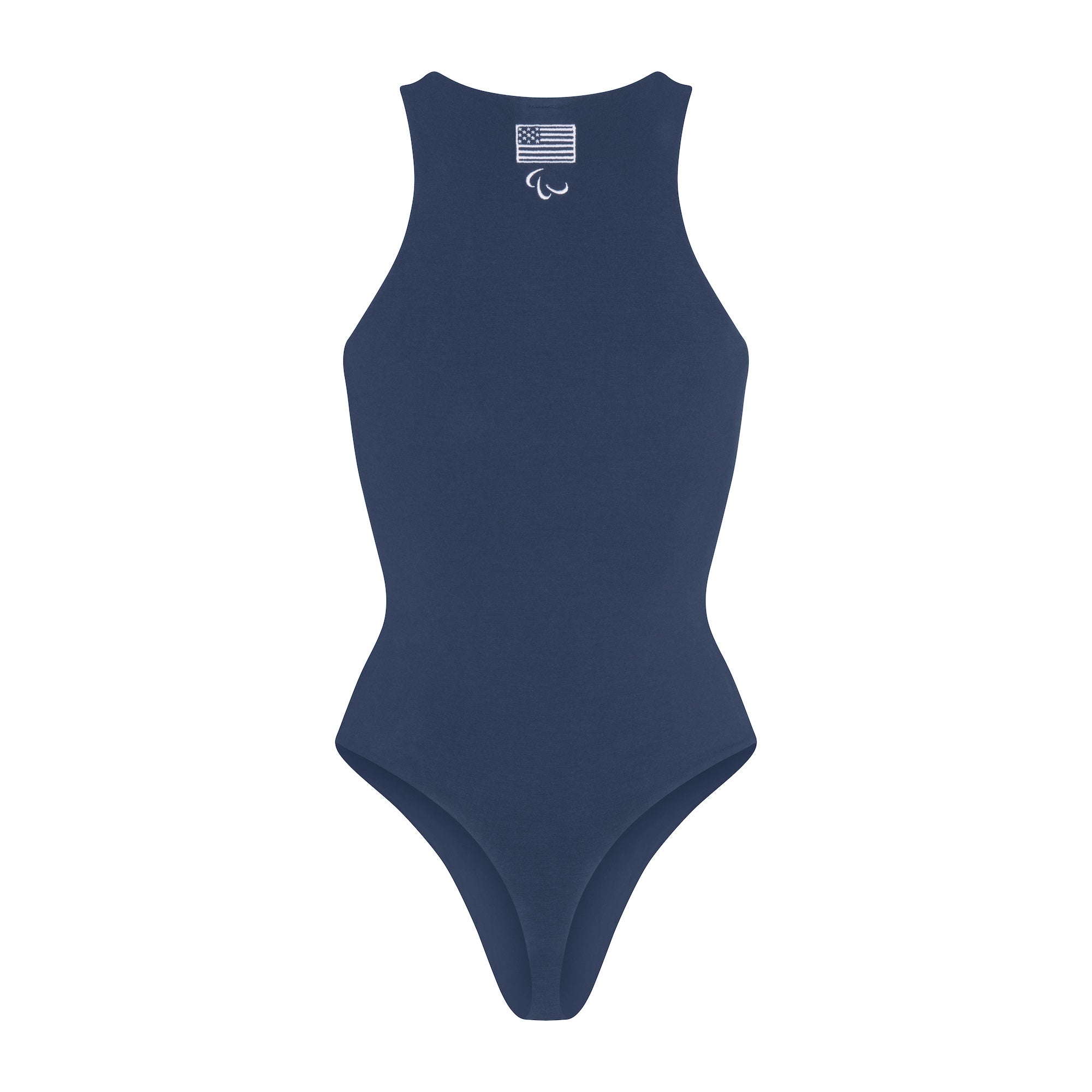 SKIMS FOR TEAM USA COTTON JERSEY PARALYMPIC HIGH NECK BODYSUIT | NAVY - Image 6
