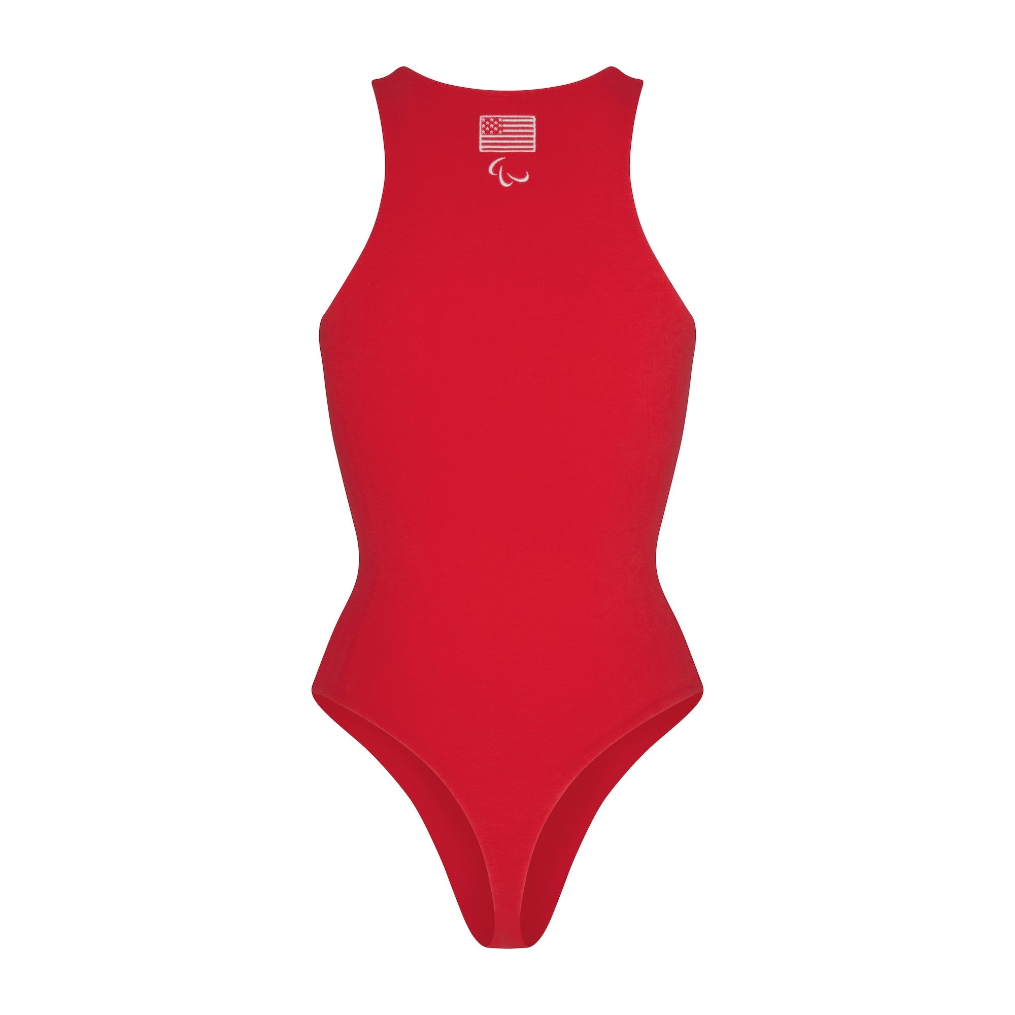 SKIMS FOR TEAM USA COTTON JERSEY PARALYMPIC HIGH NECK BODYSUIT | RED - Image 6
