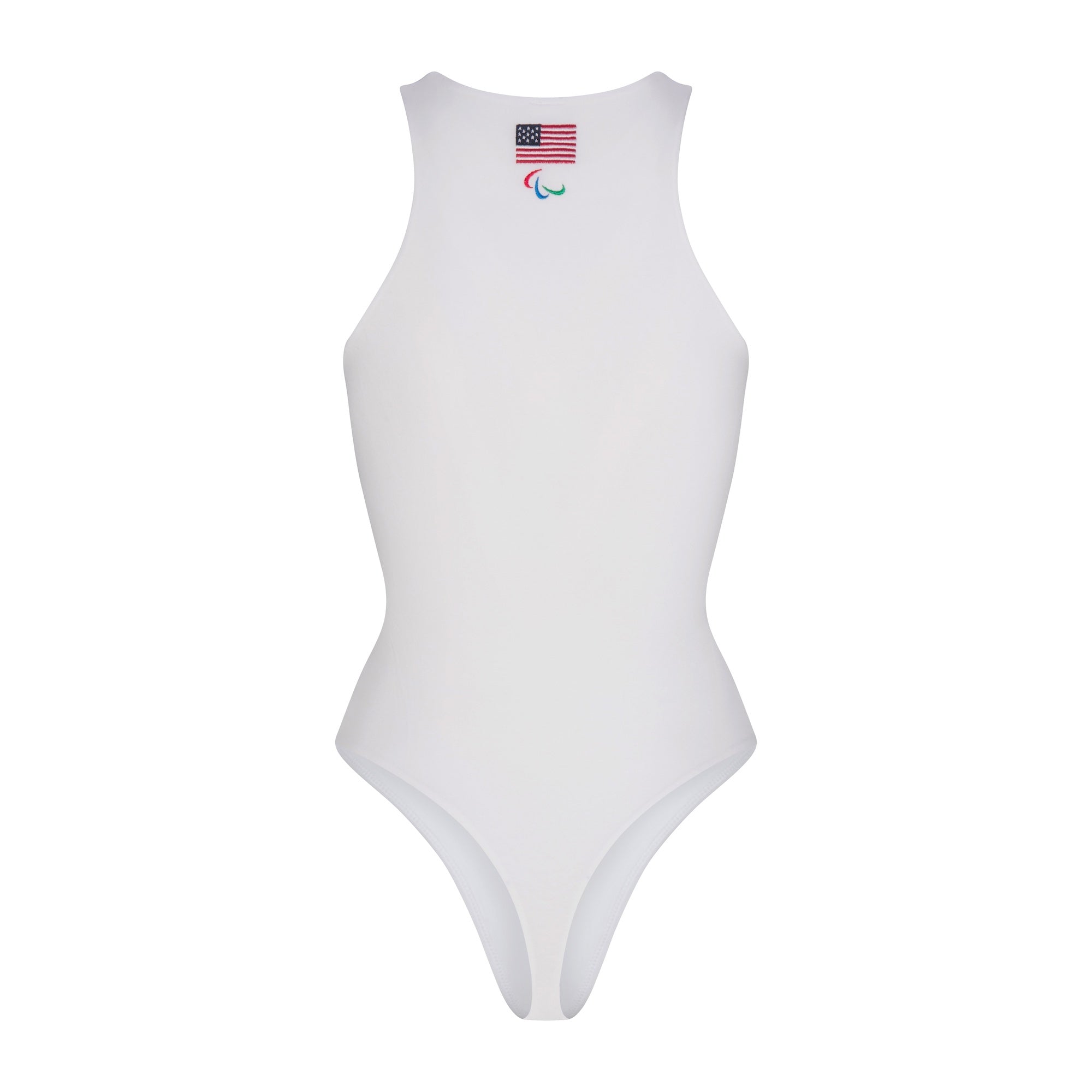 SKIMS FOR TEAM USA COTTON JERSEY PARALYMPIC HIGH NECK BODYSUIT | WHITE - Image 6