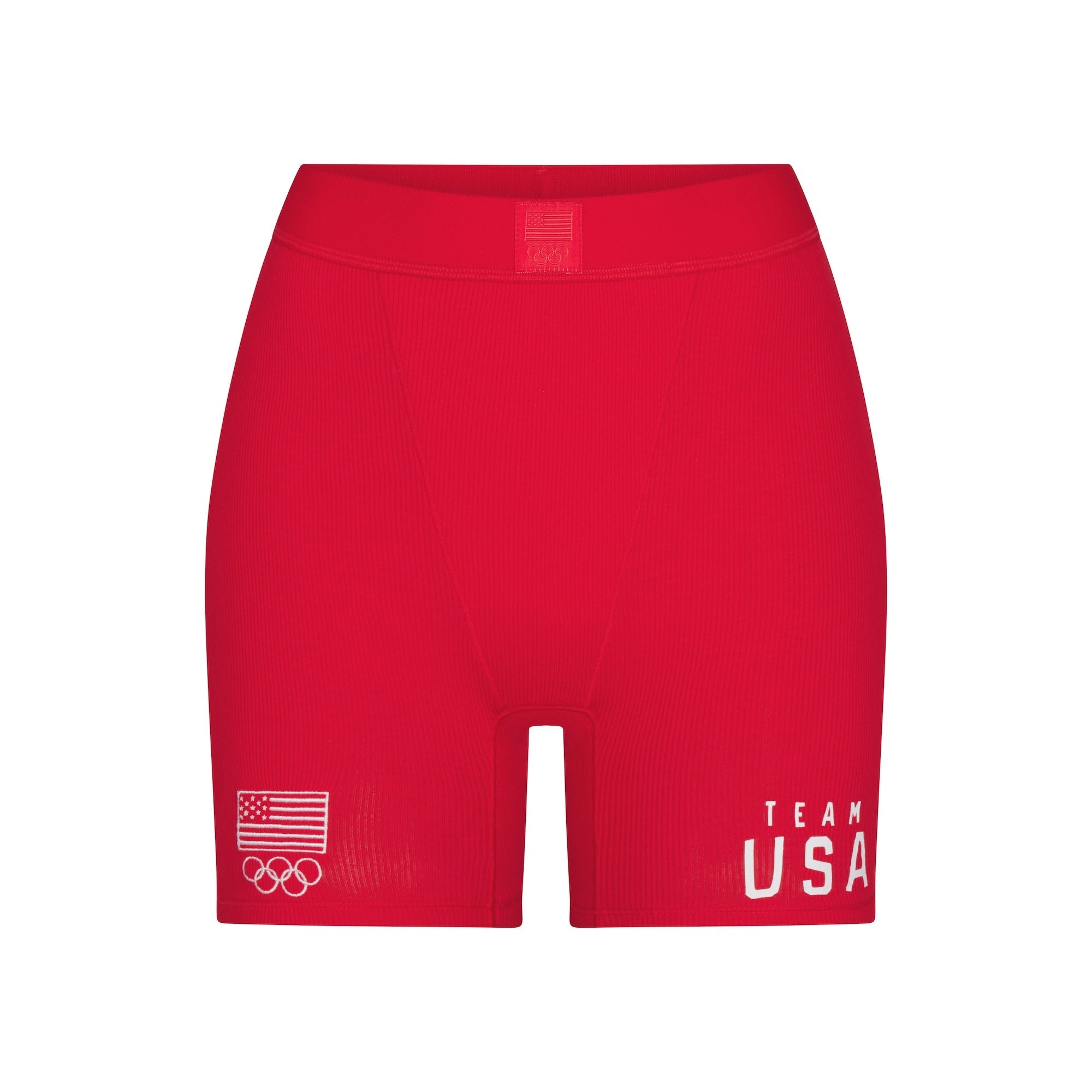 SKIMS FOR TEAM USA COTTON RIB OLYMPIC BOXER | RED - Image 5