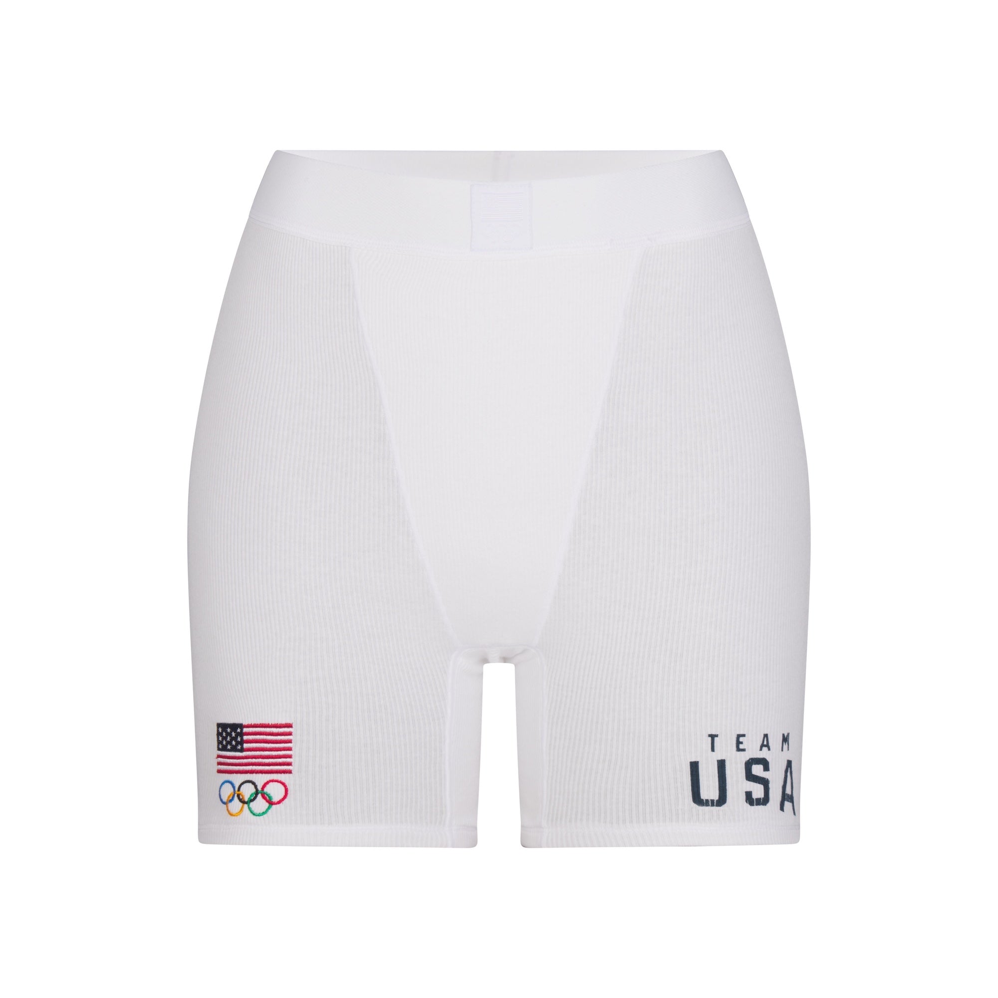 SKIMS FOR TEAM USA COTTON RIB OLYMPIC BOXER | WHITE - Image 5