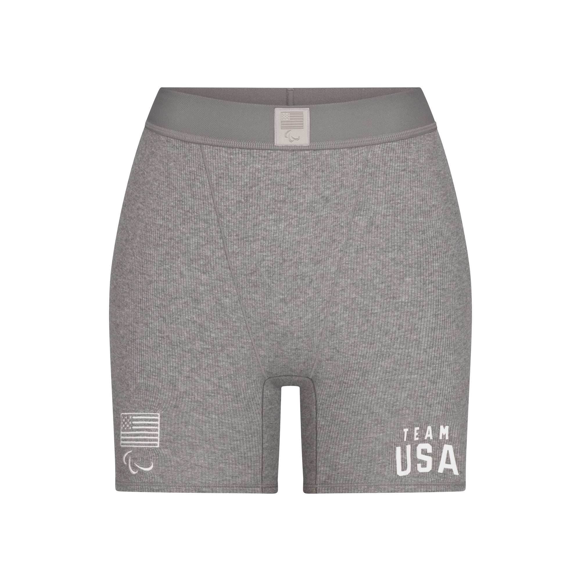 SKIMS FOR TEAM USA COTTON RIB PARALYMPIC BOXER | HEATHER GREY - Image 4