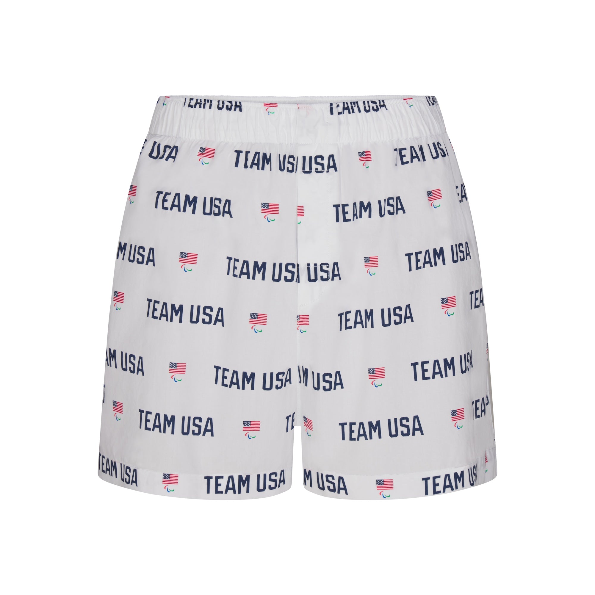 SKIMS FOR TEAM USA COTTON POPLIN SLEEP PARALYMPIC BOXER | WHITE - Image 4