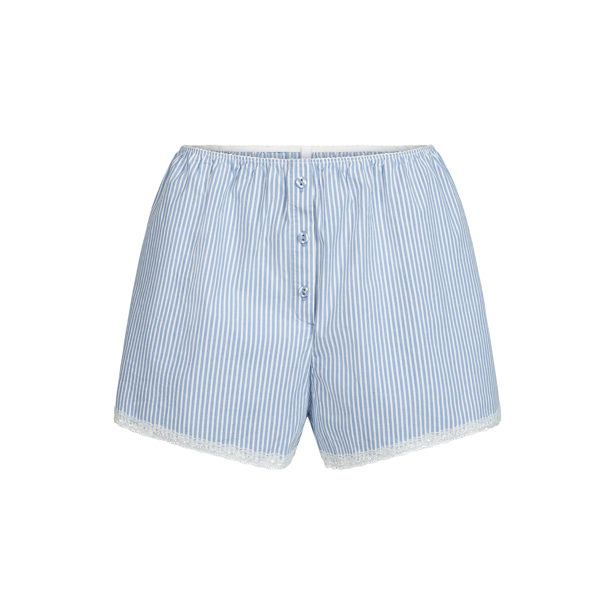 COTTON POPLIN SLEEP SHORT | CADET STRIPE - Image 6