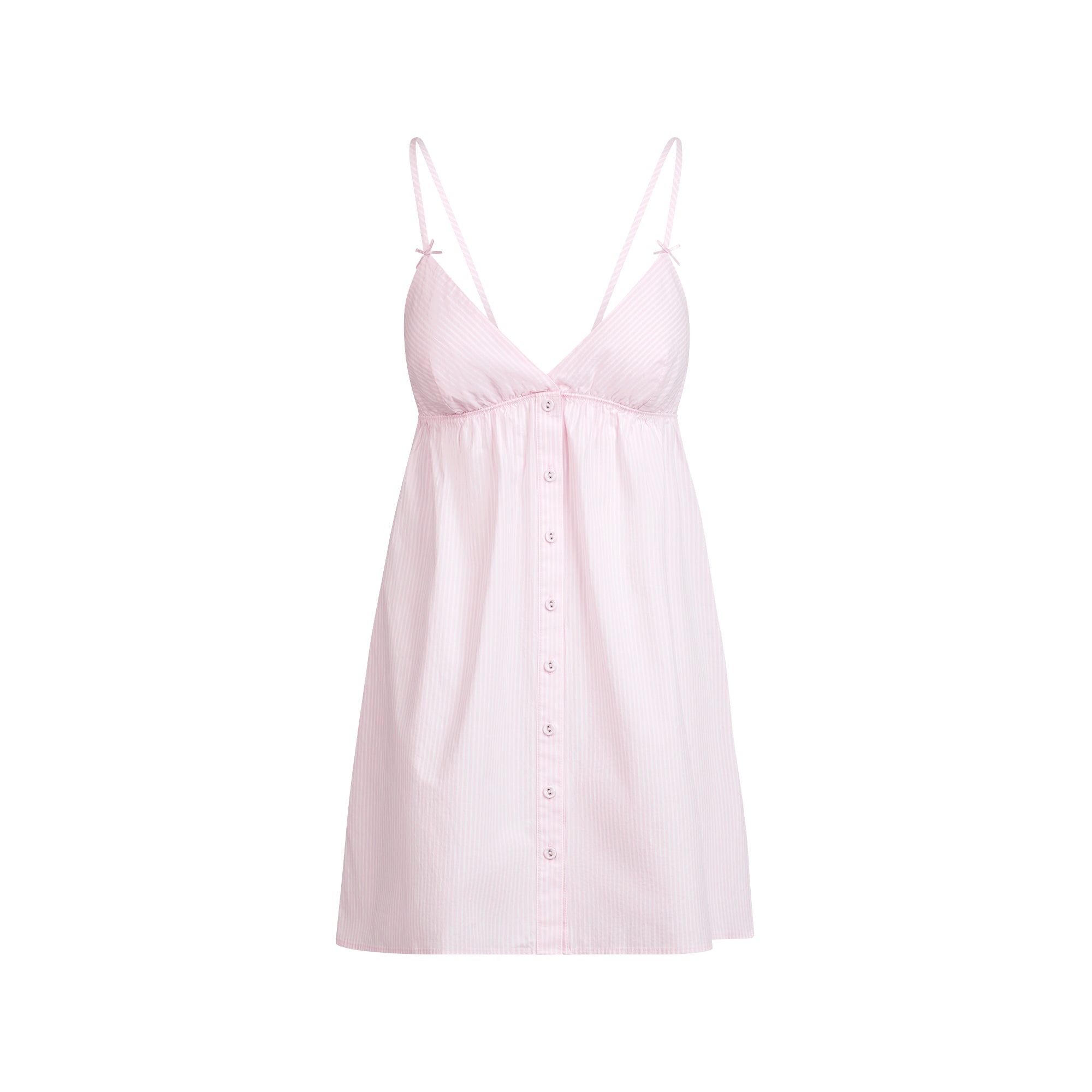 COTTON POPLIN SLEEP MINI DRESS | CHERRY BLOSSOM STRIPE - Image 6