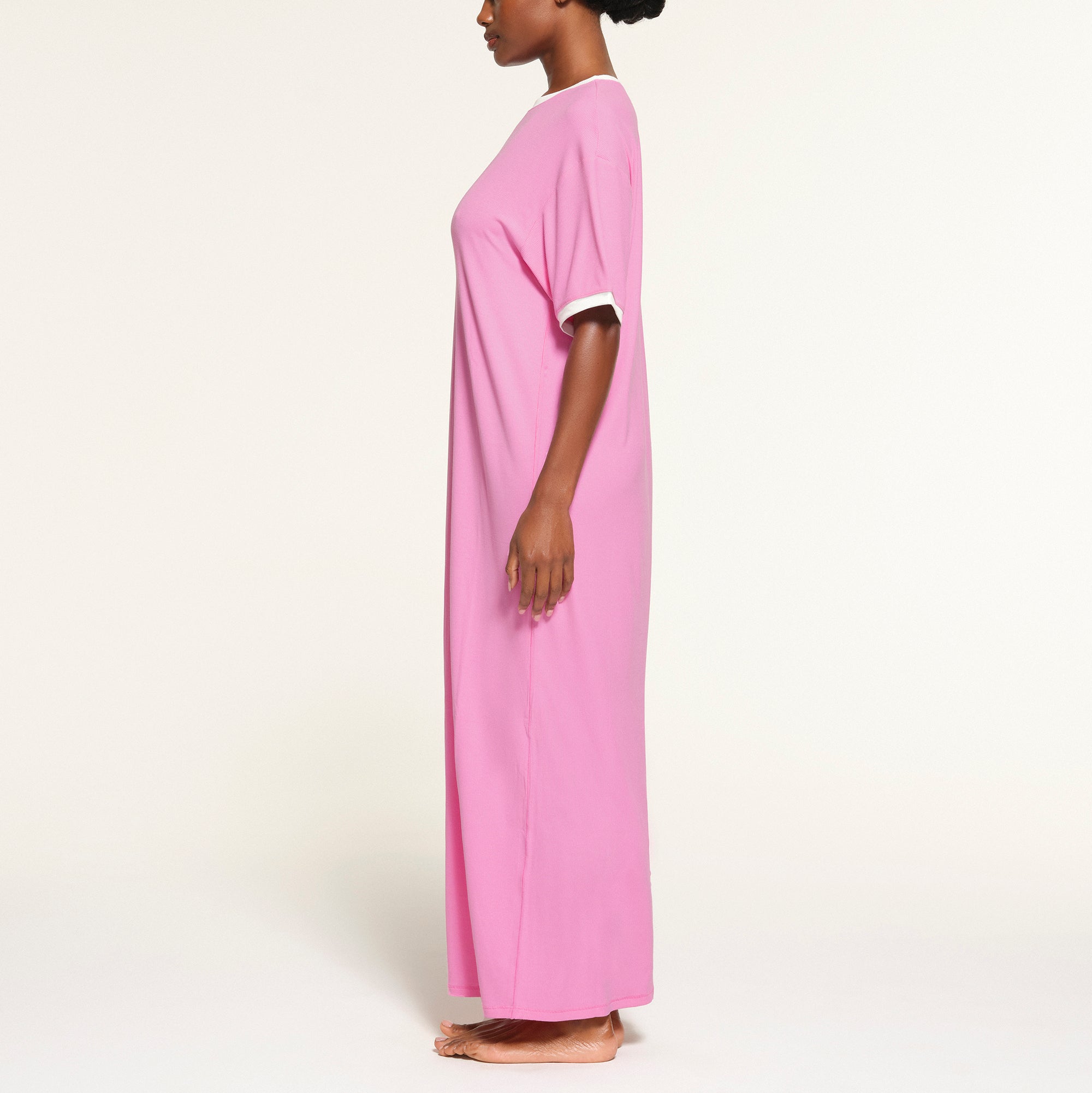 SOFT LOUNGE RINGER T-SHIRT LONG DRESS | BLUSH - Image 2