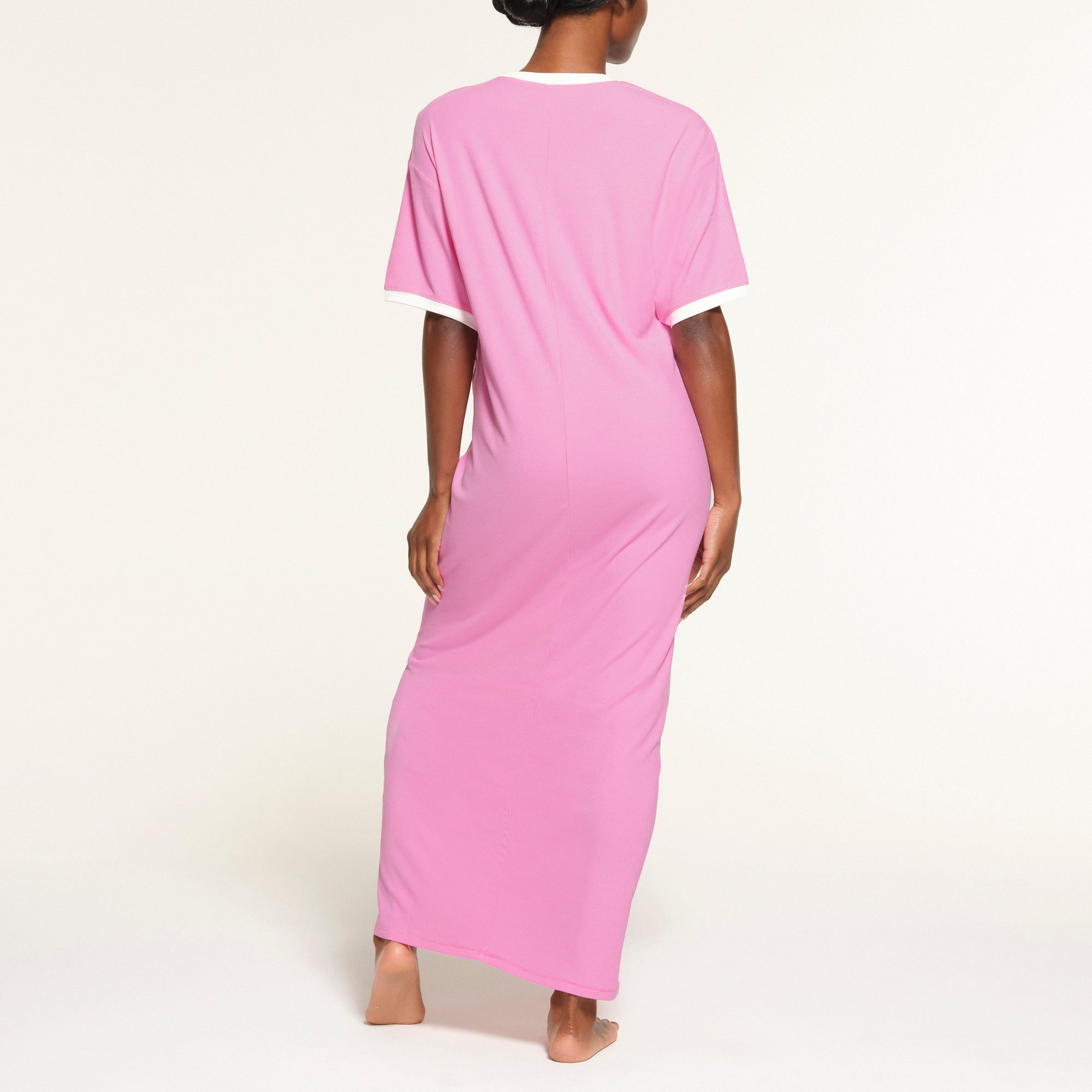 SOFT LOUNGE RINGER T-SHIRT LONG DRESS | BLUSH - Image 3