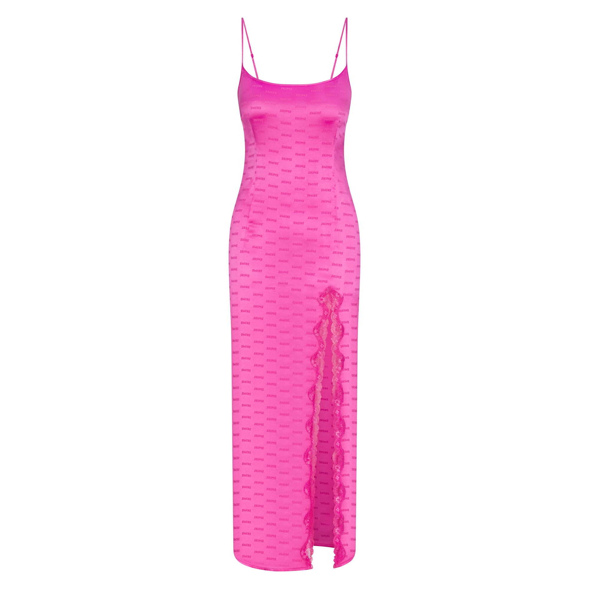 SKIMS JACQUARD LACE LONG DRESS | HOT PINK - Image 5
